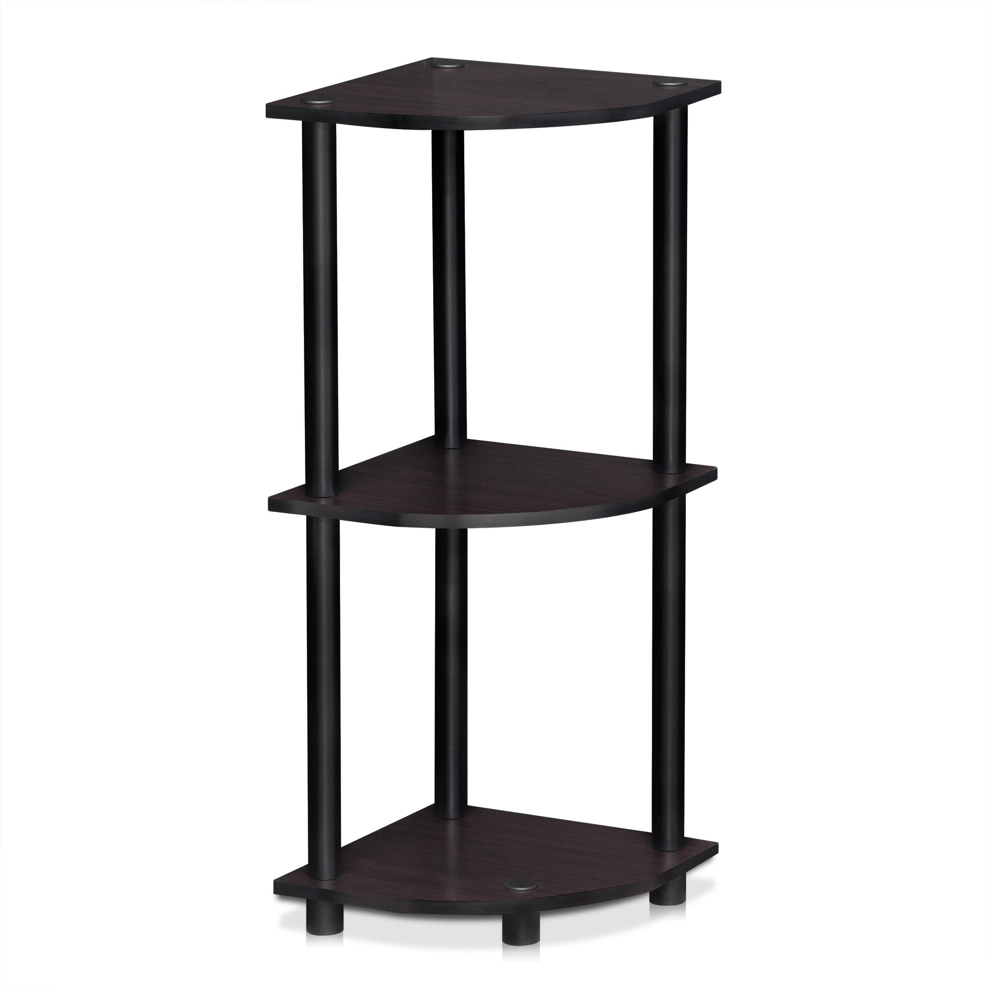 Three-Tier Round Tube Reversible Corner Display Rack Multipurpose Shelving Unit