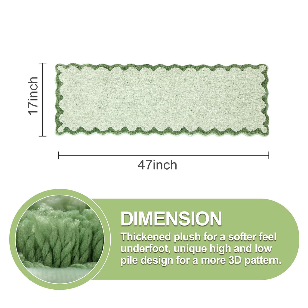 Cute Scalloped Bath Mat, Fun Plush Microfiber Scallop Bathroom Rugs Non Slip Washable Quick Dry Absorbent