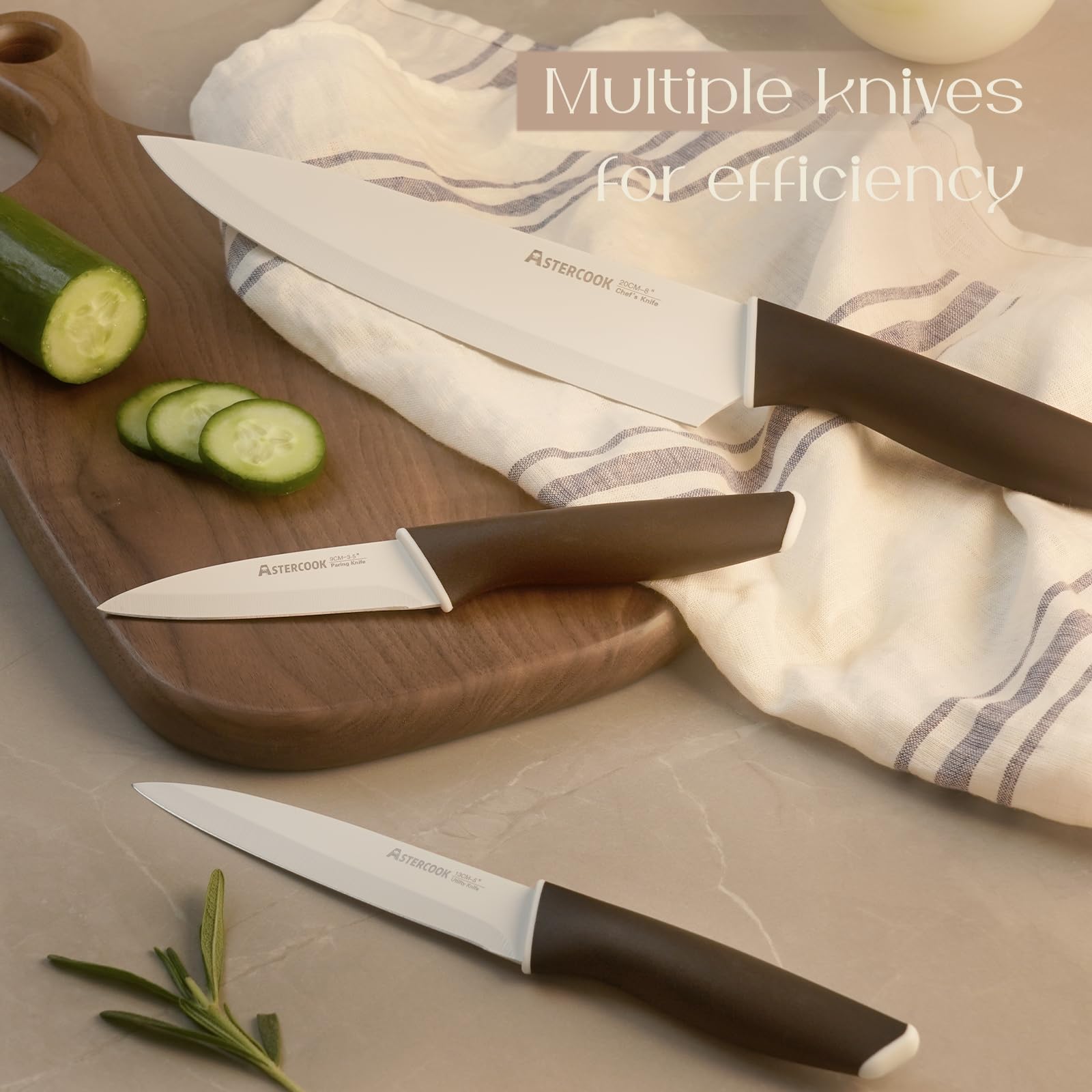 Colorful Kitchen Knives Set with Block and Sharpener Ceramic Coating 15 Pcs German Stainless Steel Knives Sharp Blade Dishwasher Safe Knife Block Set with Ergonomic Handle