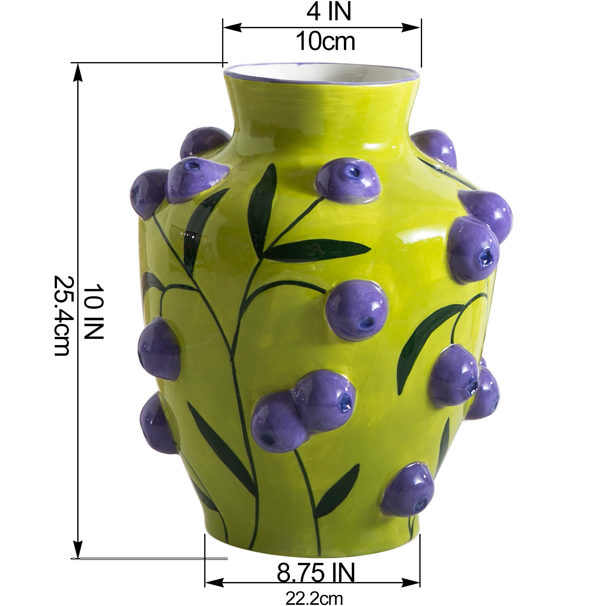 Modern Blueberry Ceramic Vase, Fruit Floor Vase for Modern Home Decor, Decorative Pottery Vase for Flowers