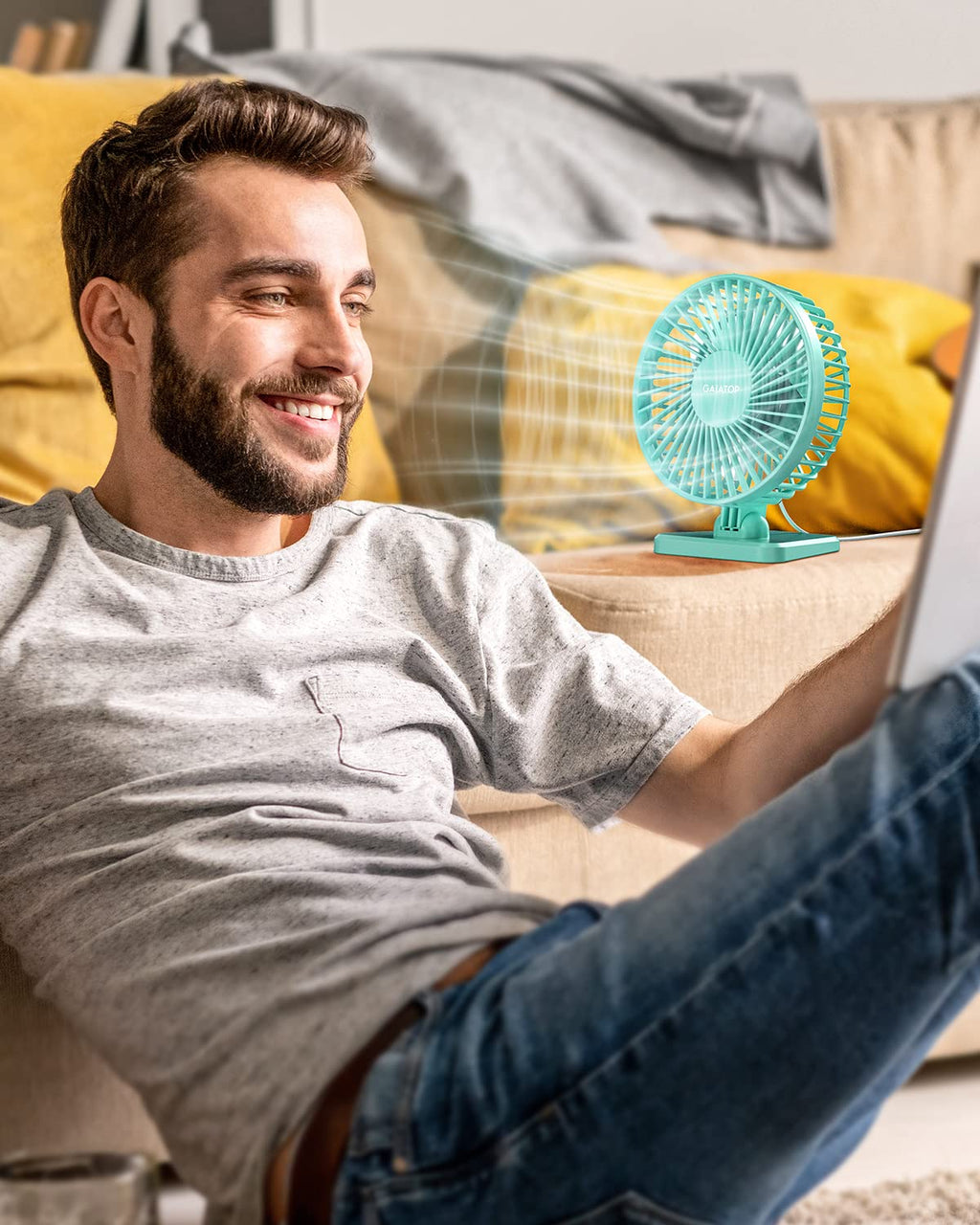 USB Desk Fan, Small But Powerful, Personal Portable Quiet 3 Speeds, Adjustable Mini Table Desktop fan for Cooling