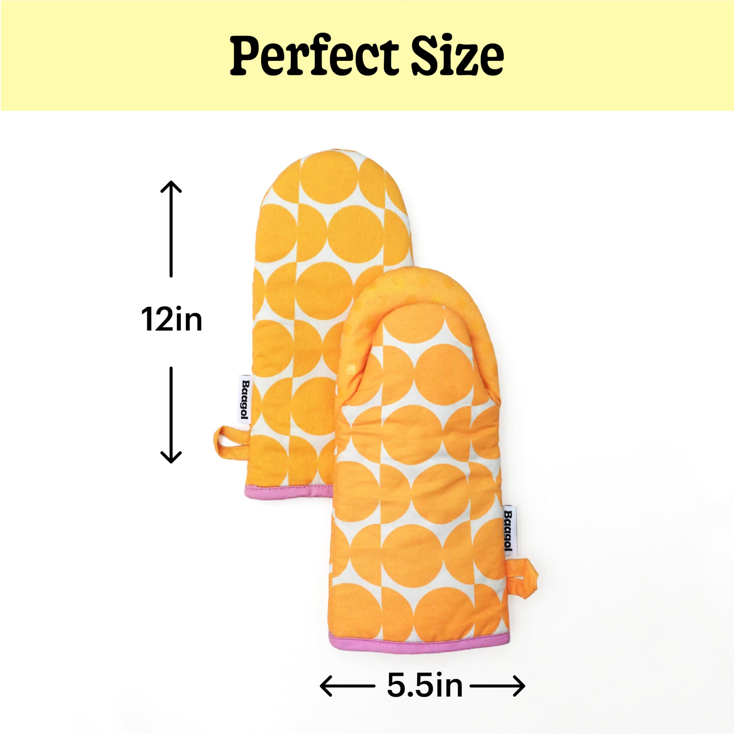 Modern and Cute Cotton Kitchen Mittens with Non-Slip Silicone Grips and Hanging Loops