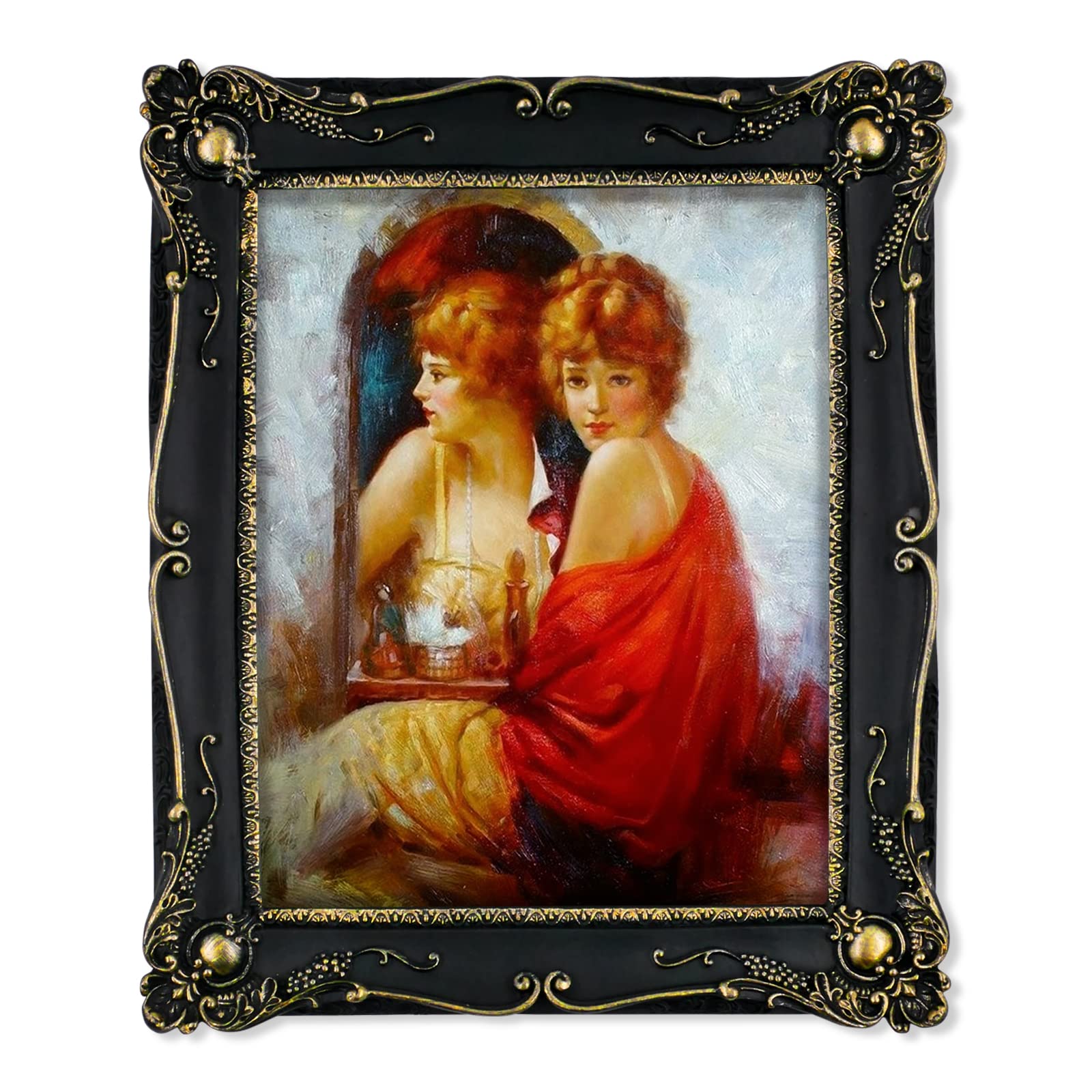 Picture Frame Antique Frame 8x10 Vintage Photo Frames 11 x 4 in with Gold Trim, Wall and Tabletop Picture Frames