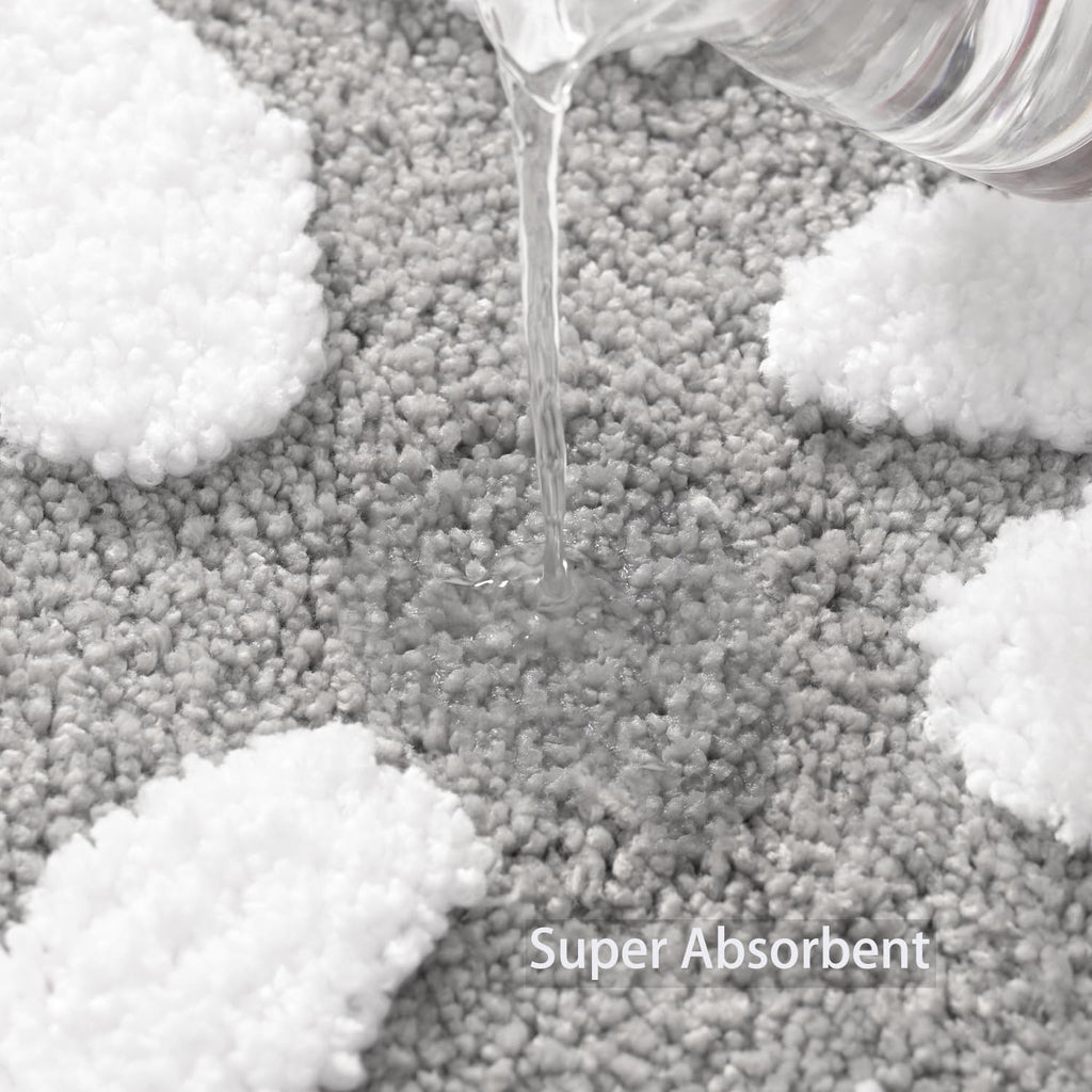 U Shaped Toilet Mat Cute Daisy Contour Bath Rug 20"x20", Extra Thick Soft Machine Washable Toilet Carpet, Non Slip Bathroom Floor Mats Super Absorbent Microfiber Bath Rugs