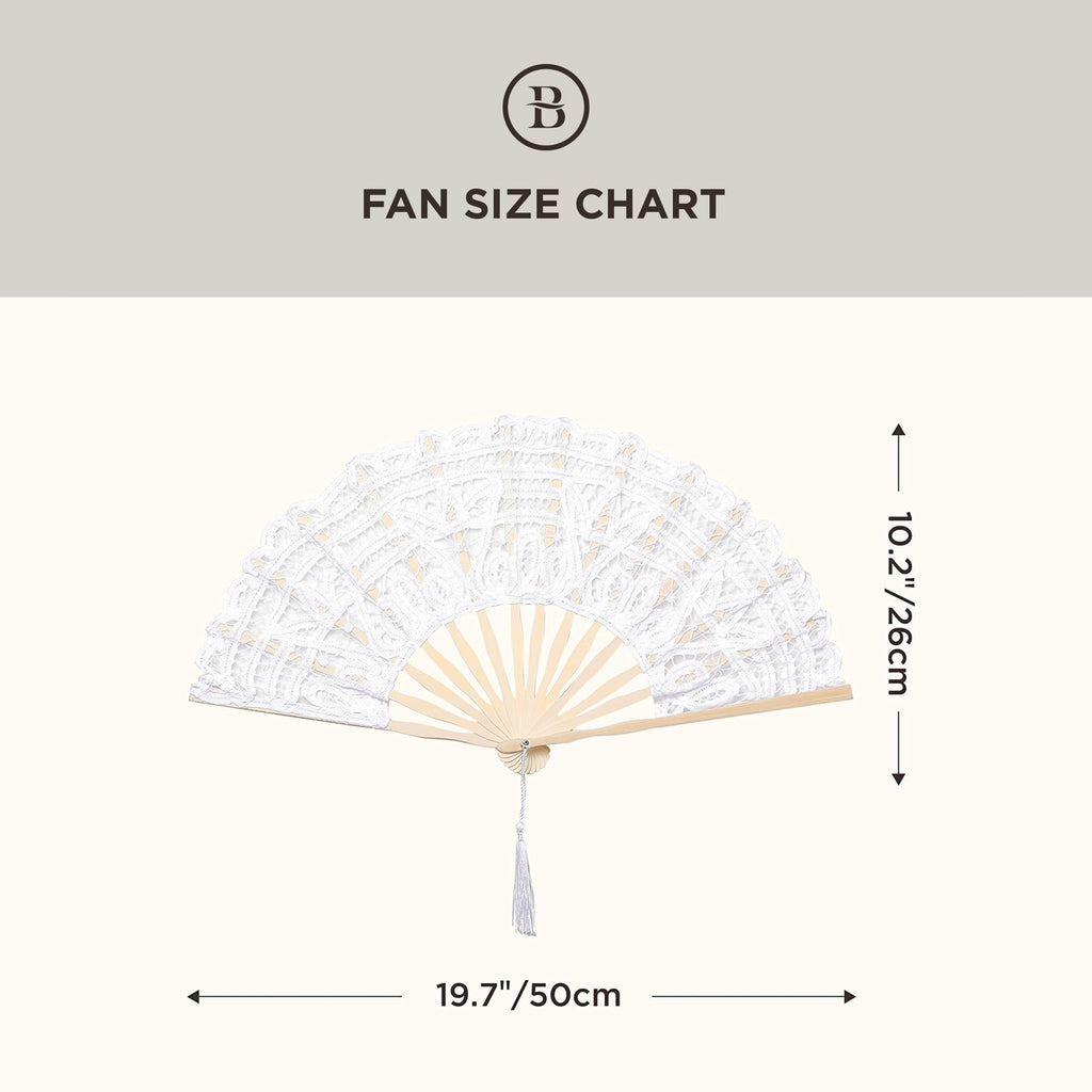 Cotton Lace Folding Handheld Fan Embroidered Hand Fan with Bamboo Staves