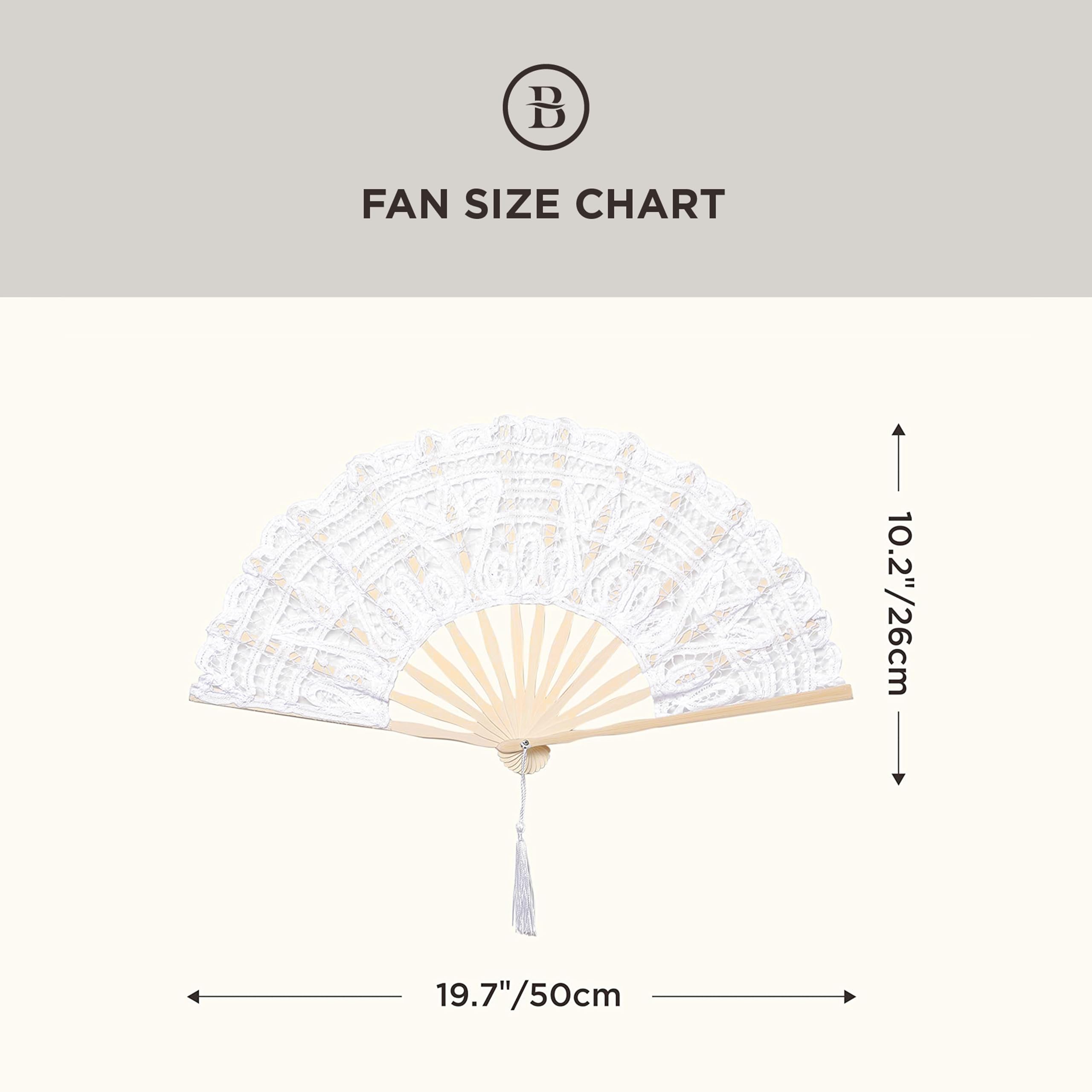 Cotton Lace Folding Handheld Fan Embroidered Hand Fan with Bamboo Staves