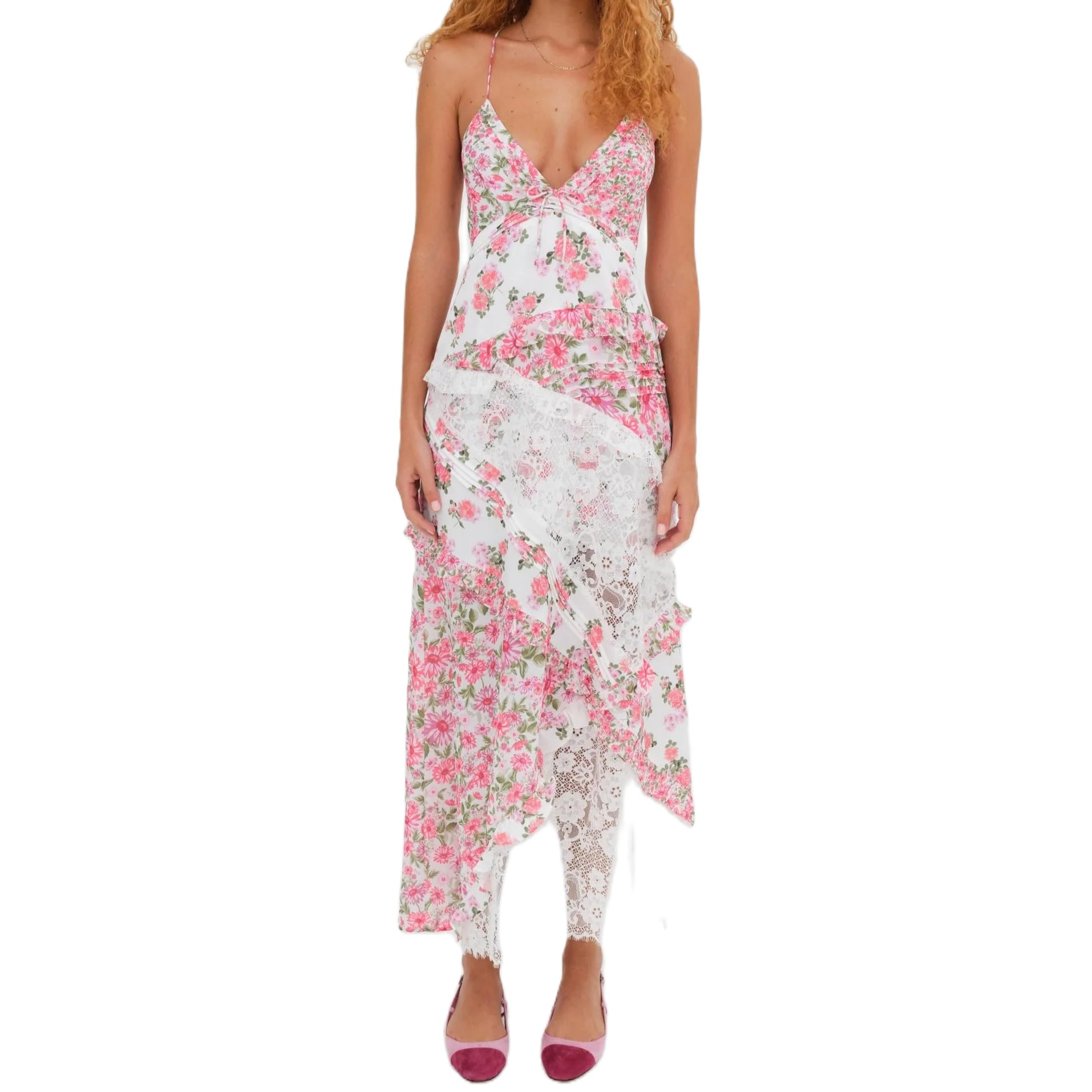 Sexy Floral Print Bodycon Dress - Vintage Graphic Patchwork Sleeveless Maxi Dress Slim Fit