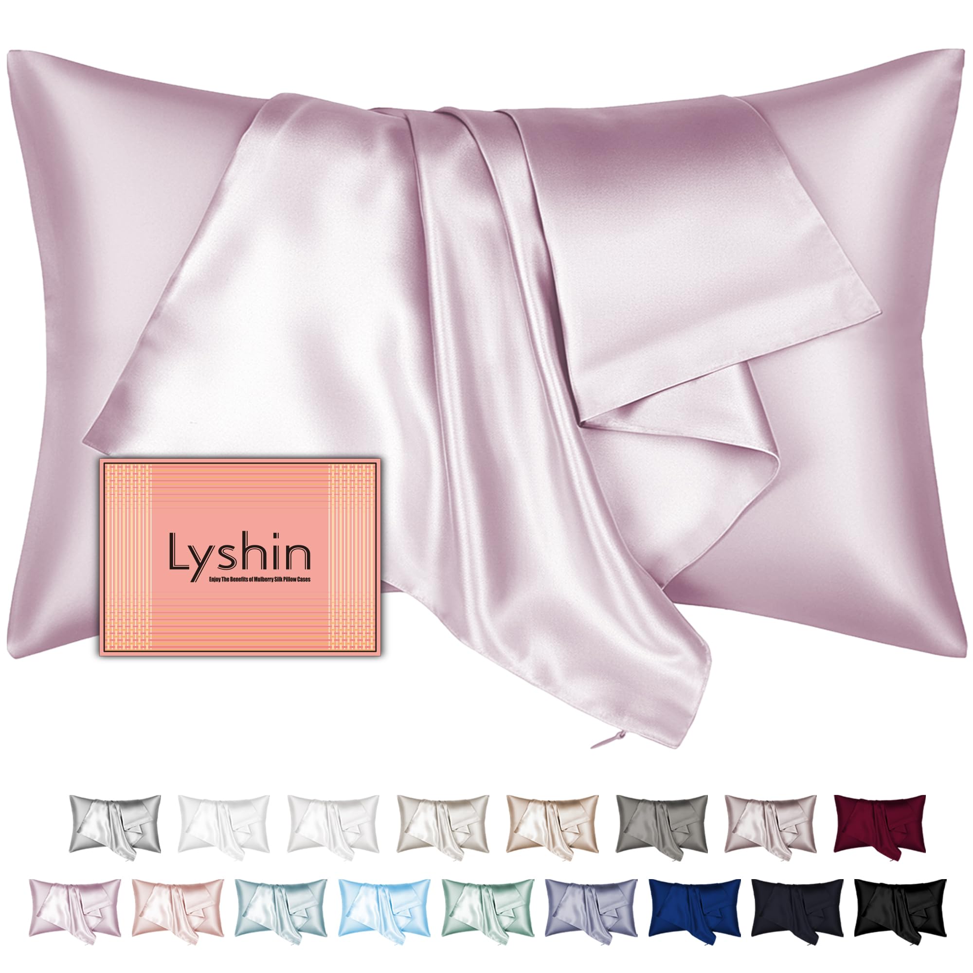 Silk Pillow Cases with Hidden Zipper, Ultra Smooth and Soft Breathable Cooling Silk Satin Pillowcase