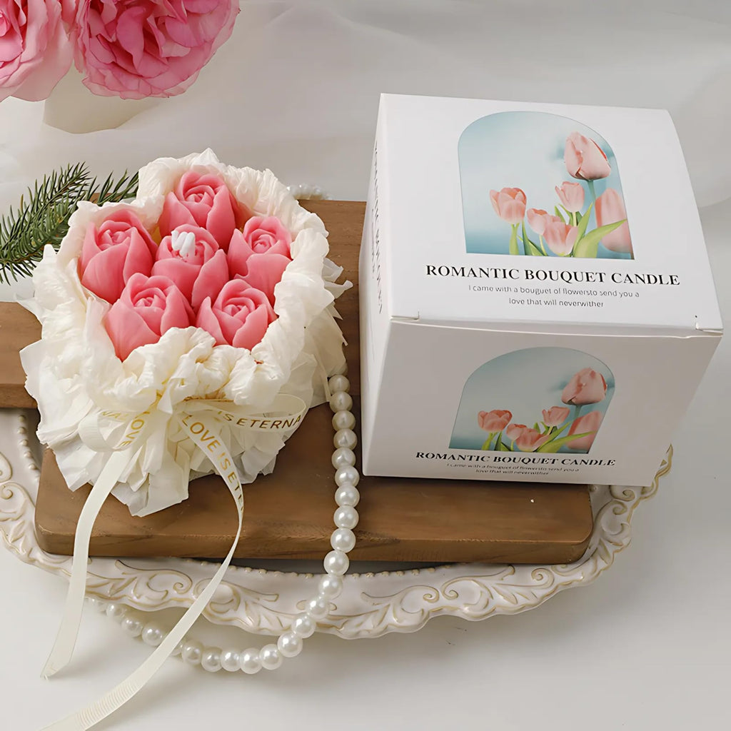 Handmade Floral Bouquet Candle, Scented Peony & Rose Shape, Gift for Women, Home Décor, Aromatherapy, Small (2.8"x2.4", 3 Flowers) & Large (3.6"x3", 5 Flowers)