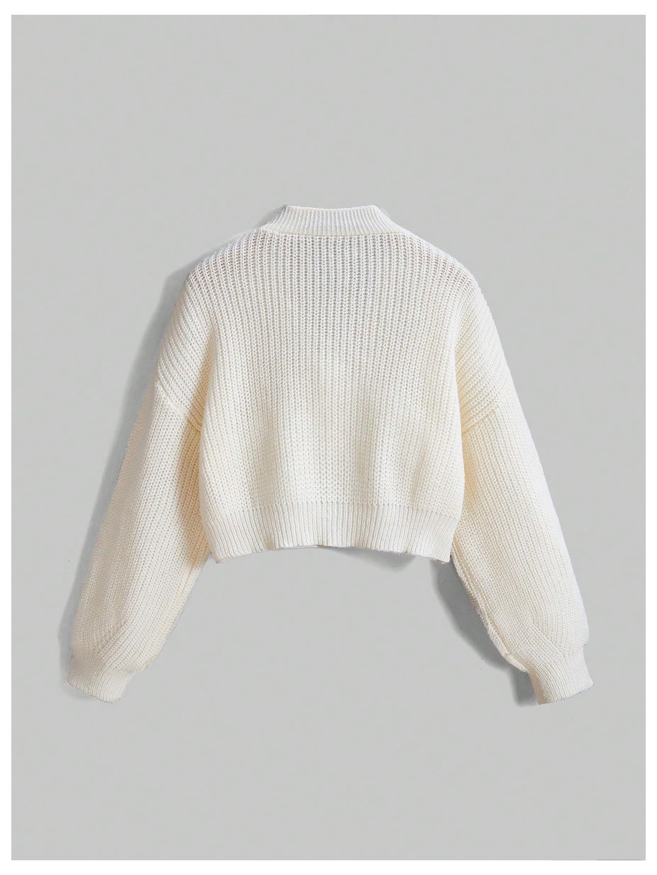 Women's Cute Bow Cardigan Sweater Long Sleeve V Neck Button Down Pullover Top