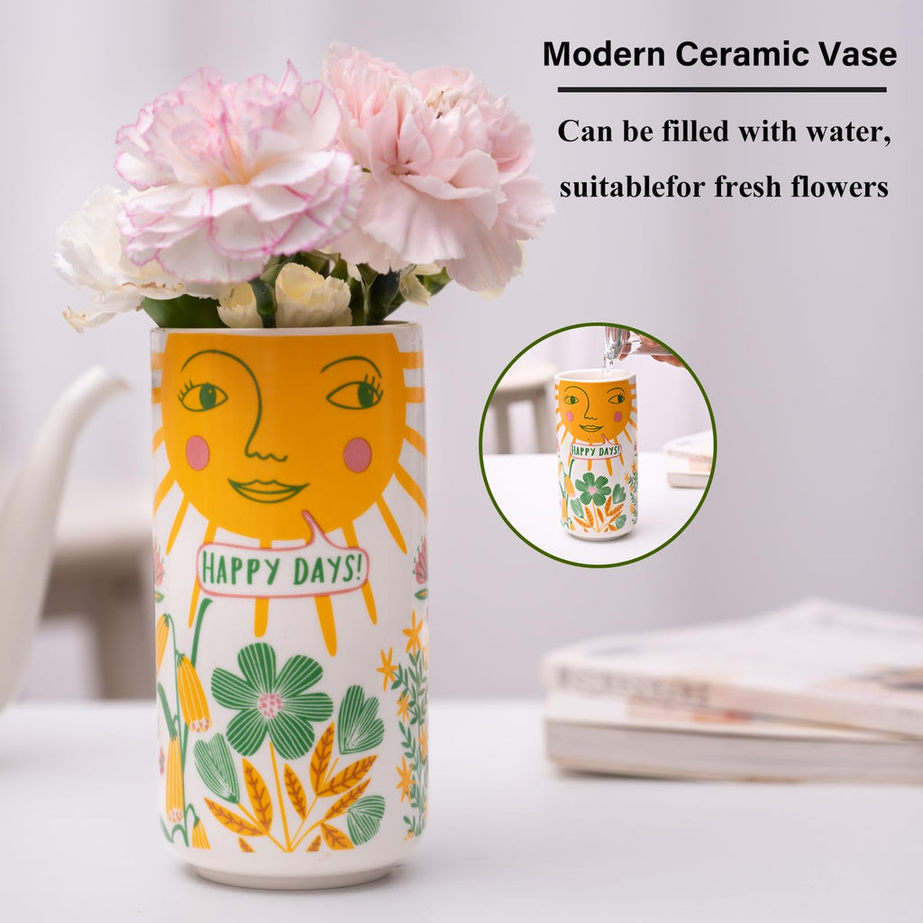 Ceramic Vase-Unique Aesthetic Design for Funky Flower Decor-Perfect Summer Fruit Theme