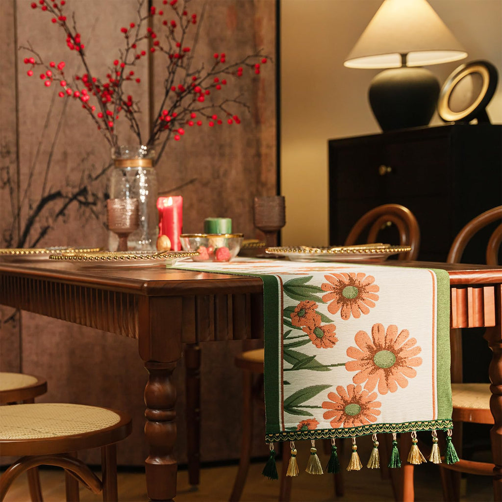 Retro-Luxury Tassels Table Runner Series for Kitchen Dining Table