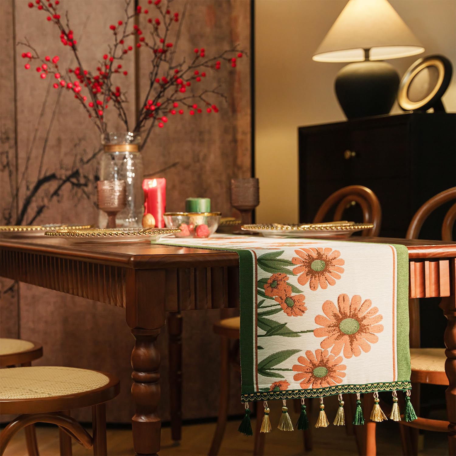 Retro-Luxury Tassels Table Runner Series for Kitchen Dining Table