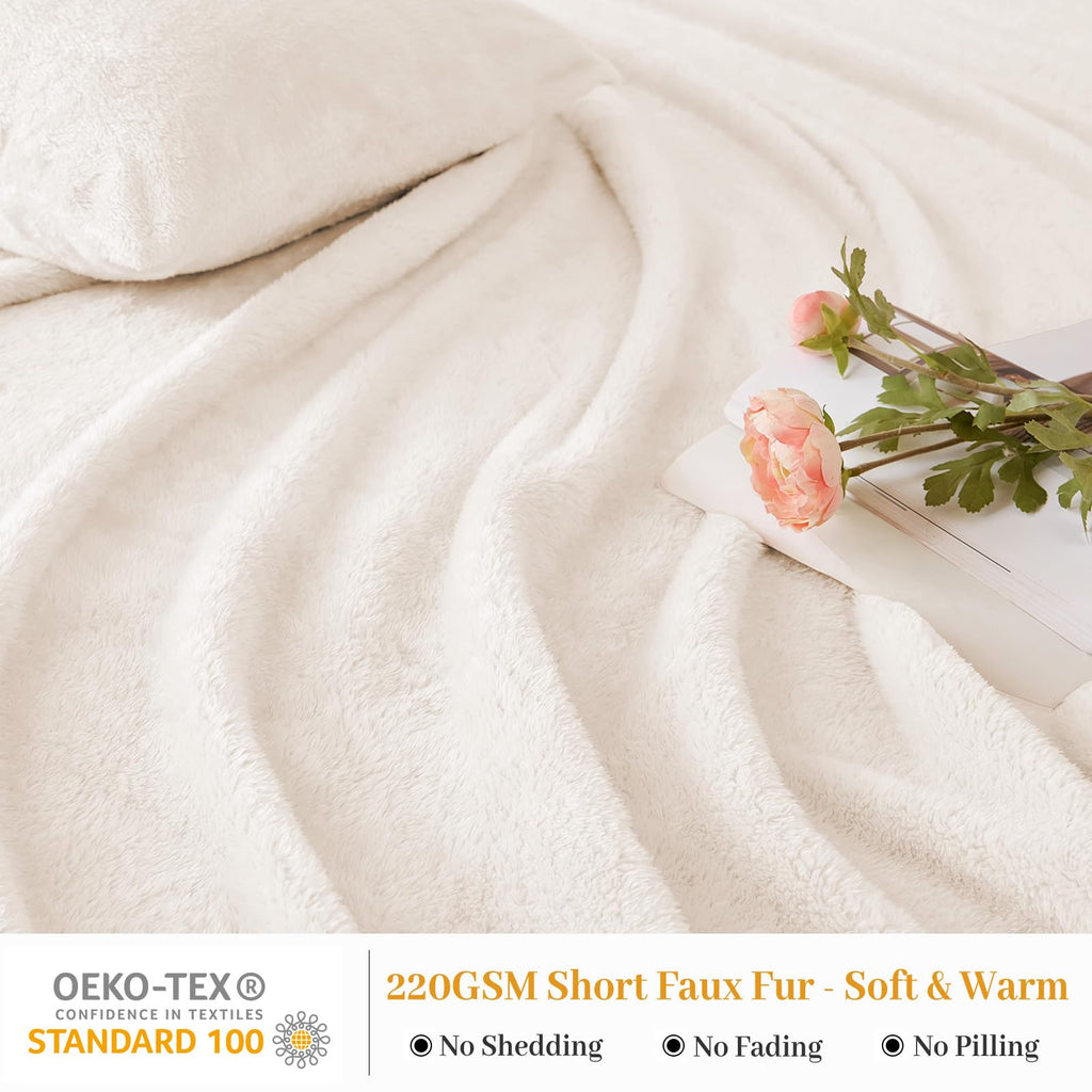 Faux Fur Pillow Cases Set of 2, Luxury Ultra Soft Fuzzy Pillowcases, Fluffy Plush Velvet Pillow Covers with Zipper, Cozy Warmth and No Shedding