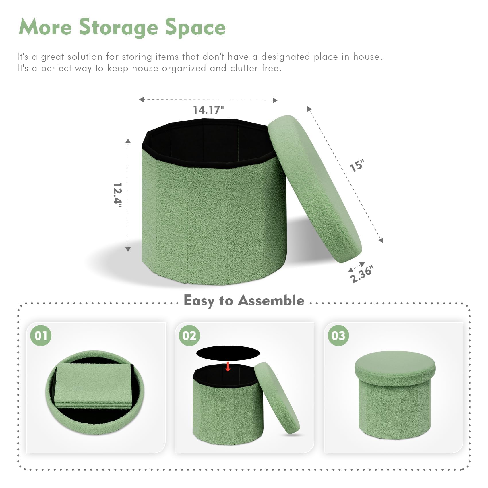 Flower-Shaped Storage Ottoman â€?Boucle Footstool & Seat for Living Room & Dorm