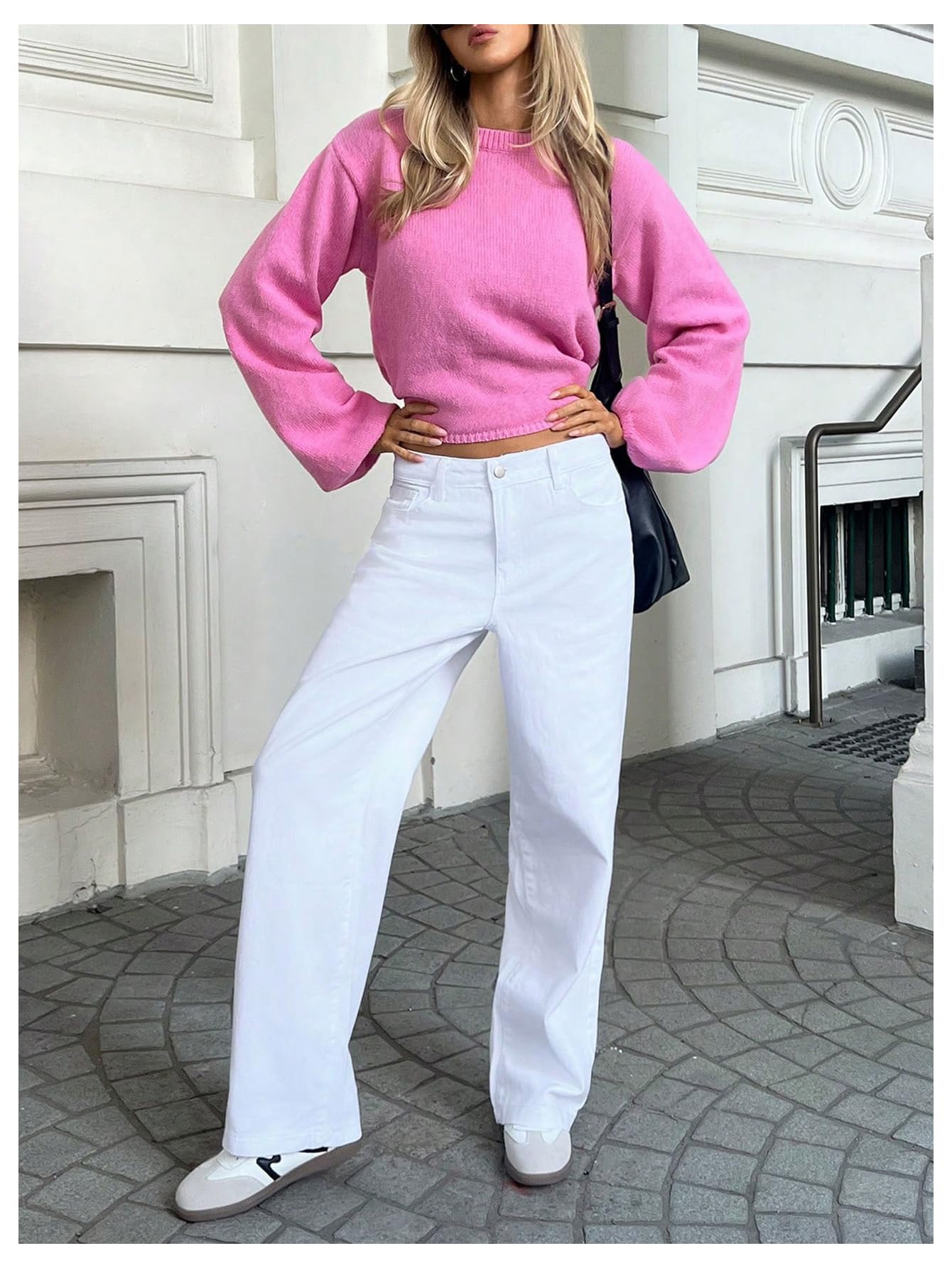 Women's Bow Open Back Sweater Top Trendy Long Sleeve Backless Drop Shoulder Mock Neck Cable Knit Sweaters