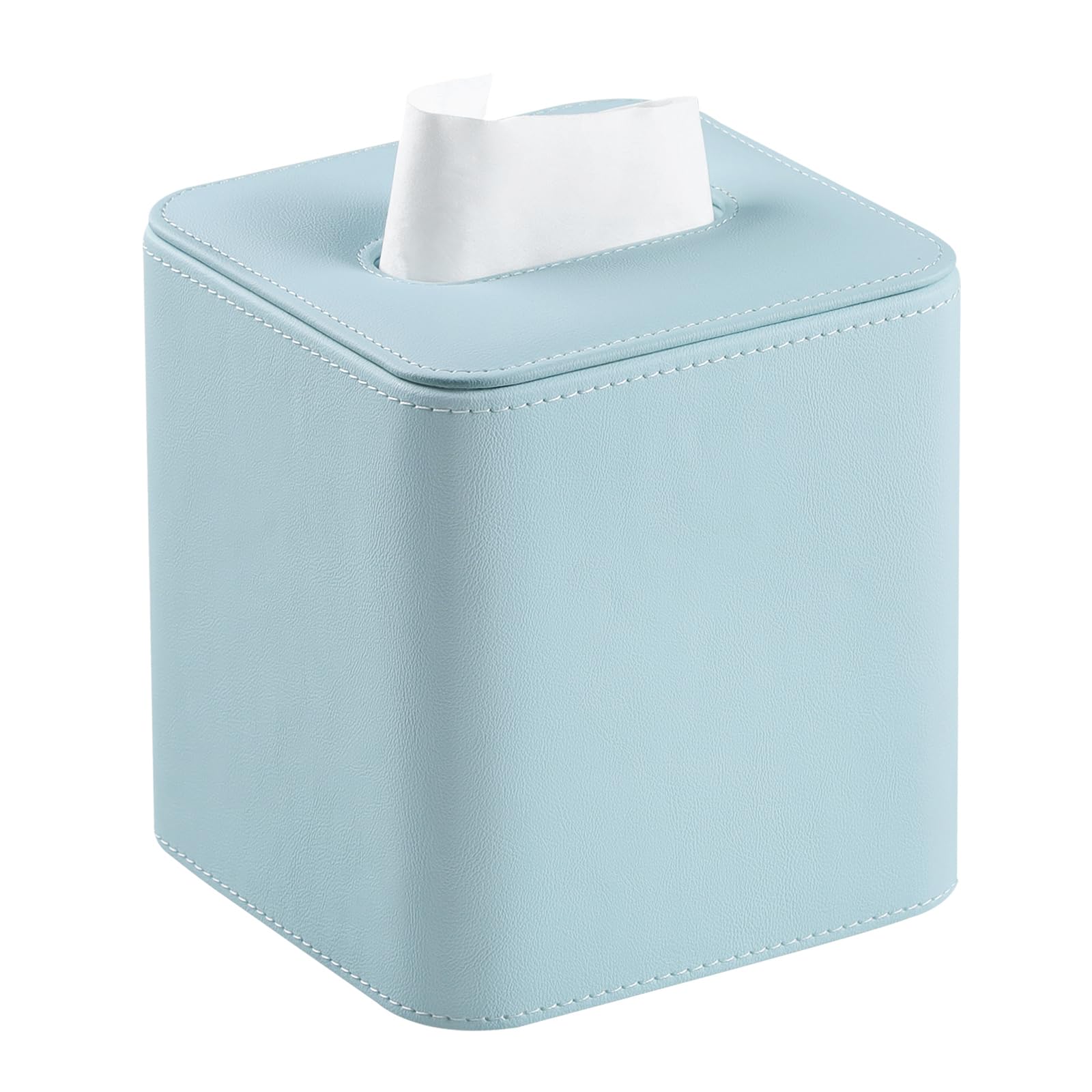 Square Tissue Box Cover with Magnetic Closure - PU Leather