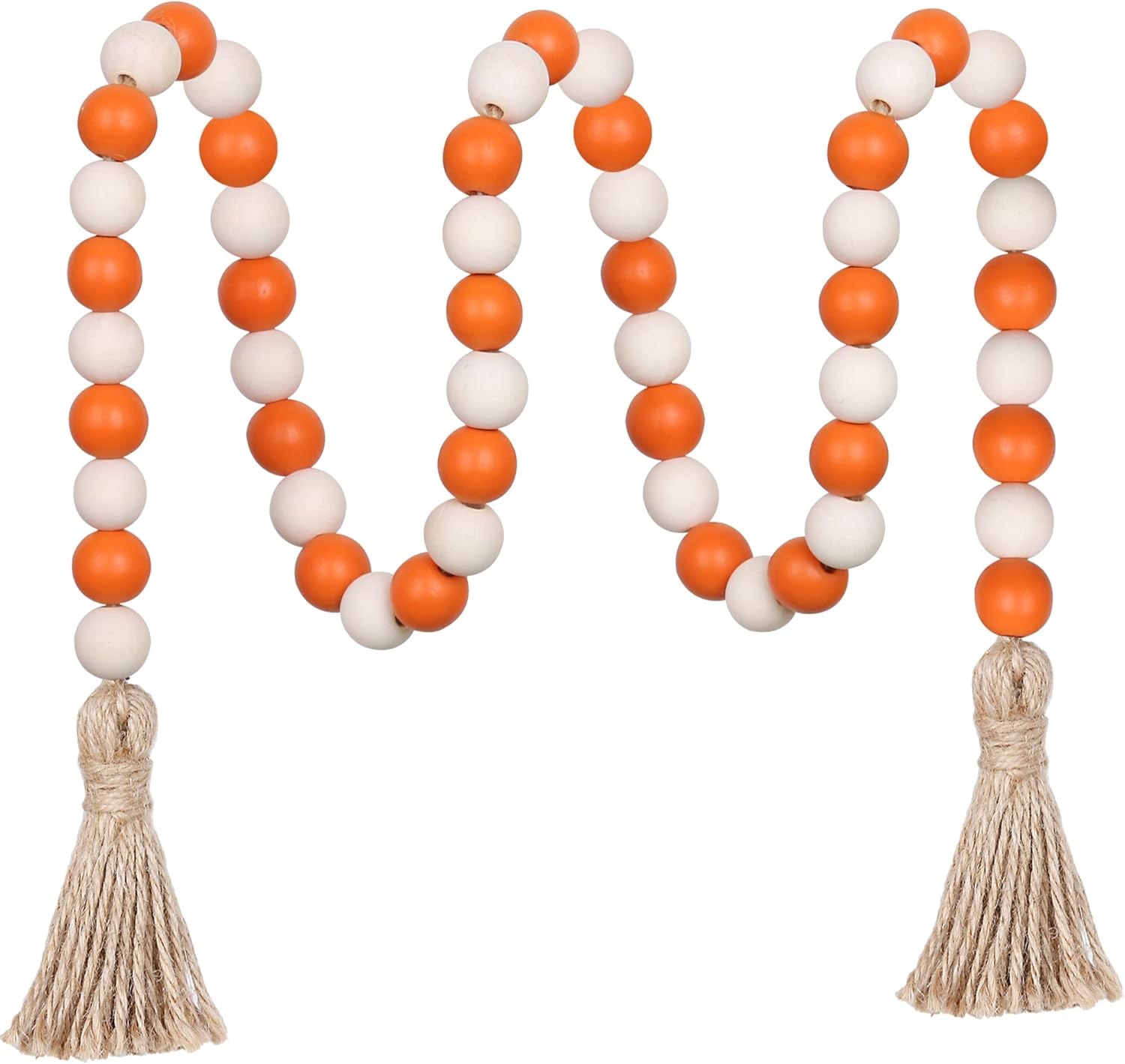 Wood Bead Garland,39in Farmhouse Beads with Tassels Boho Beads for Tiered Tray Decorative Beads Home Decor