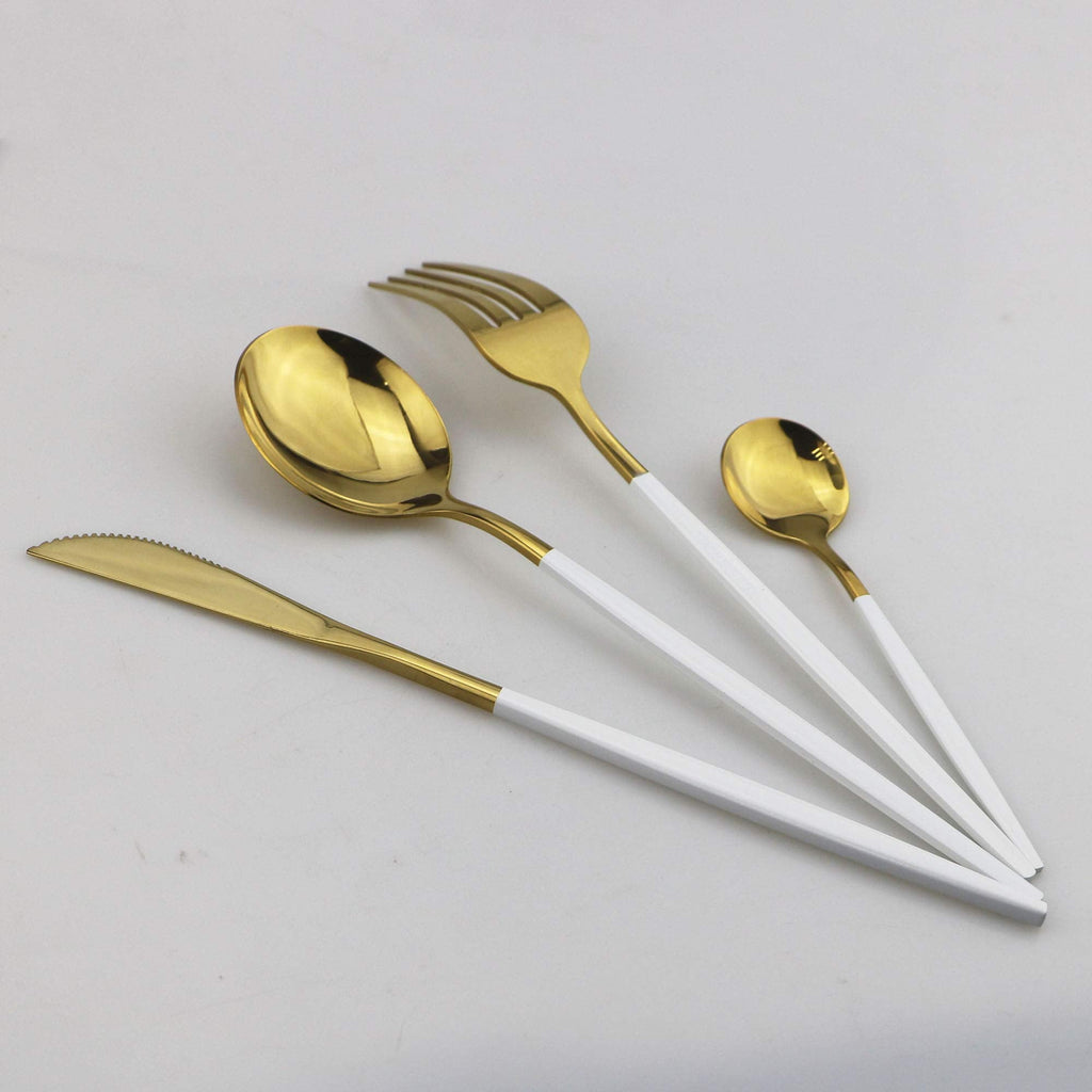 Stainless Steel Knife Fork Spoon Teaspoon Silverware Set, 24-Piece Flatware Set,