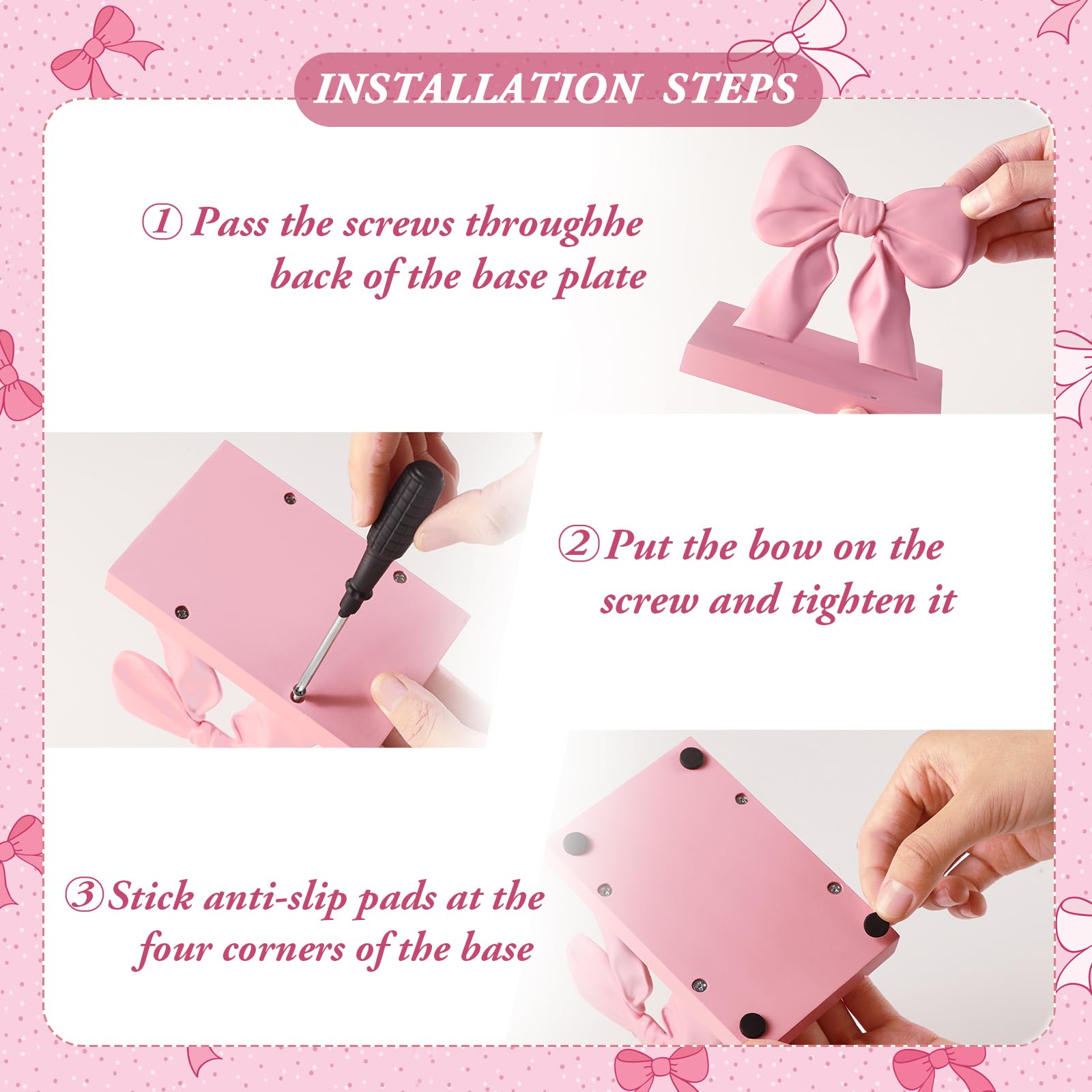 Pink Bow Napkin Holder Cute Kitchen Napkin Holder for Table Standing Paper Storage