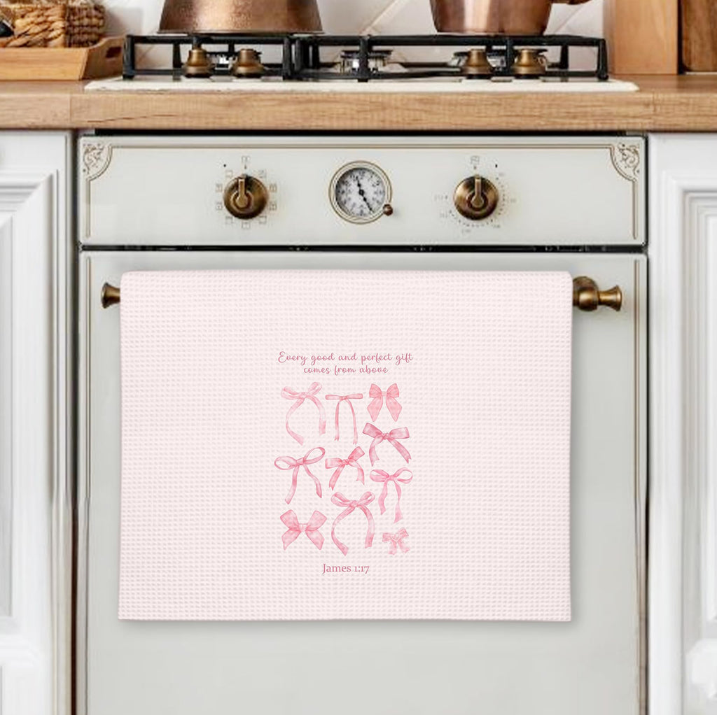 Girly Pink Bow Coquette Preppy Towel, 16x24 Inch