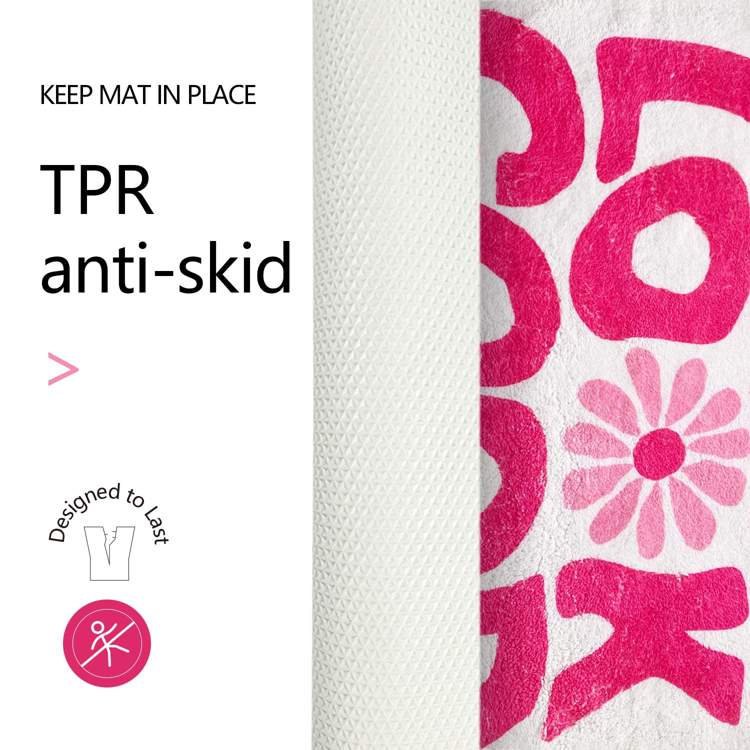 You Look Good Bath Mat Flower Bathroom Rug, Soft Absorbent Water Non Slip Rug, Superior Washable Microfiber (21"x25")