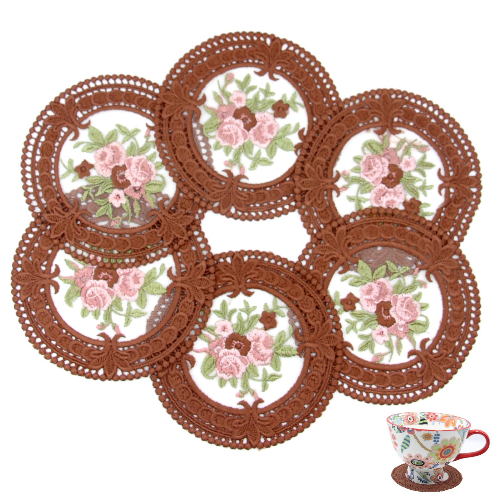 Vintage Lace Pink Coasters 4.5'' 8pk