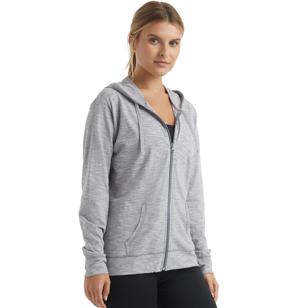 Women's Slub Knit Full-Zip Hoodie, Textured Cotton Zip-Up T-Shirt Hoodie