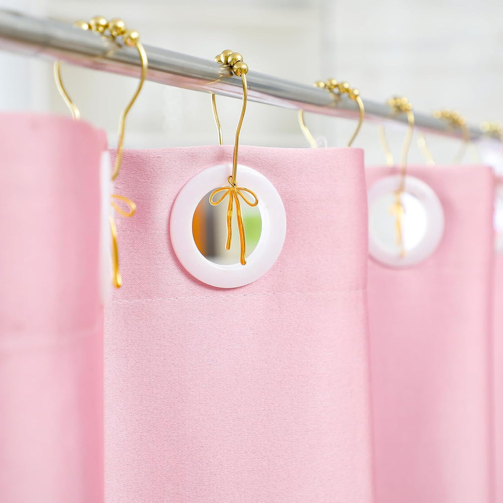 Gold Bow Knot Shower Curtain Hooks Rustproof Metal Decorative Bow Knot Shower Hangers Bulk Glide Curtain Rings 12 Pcs