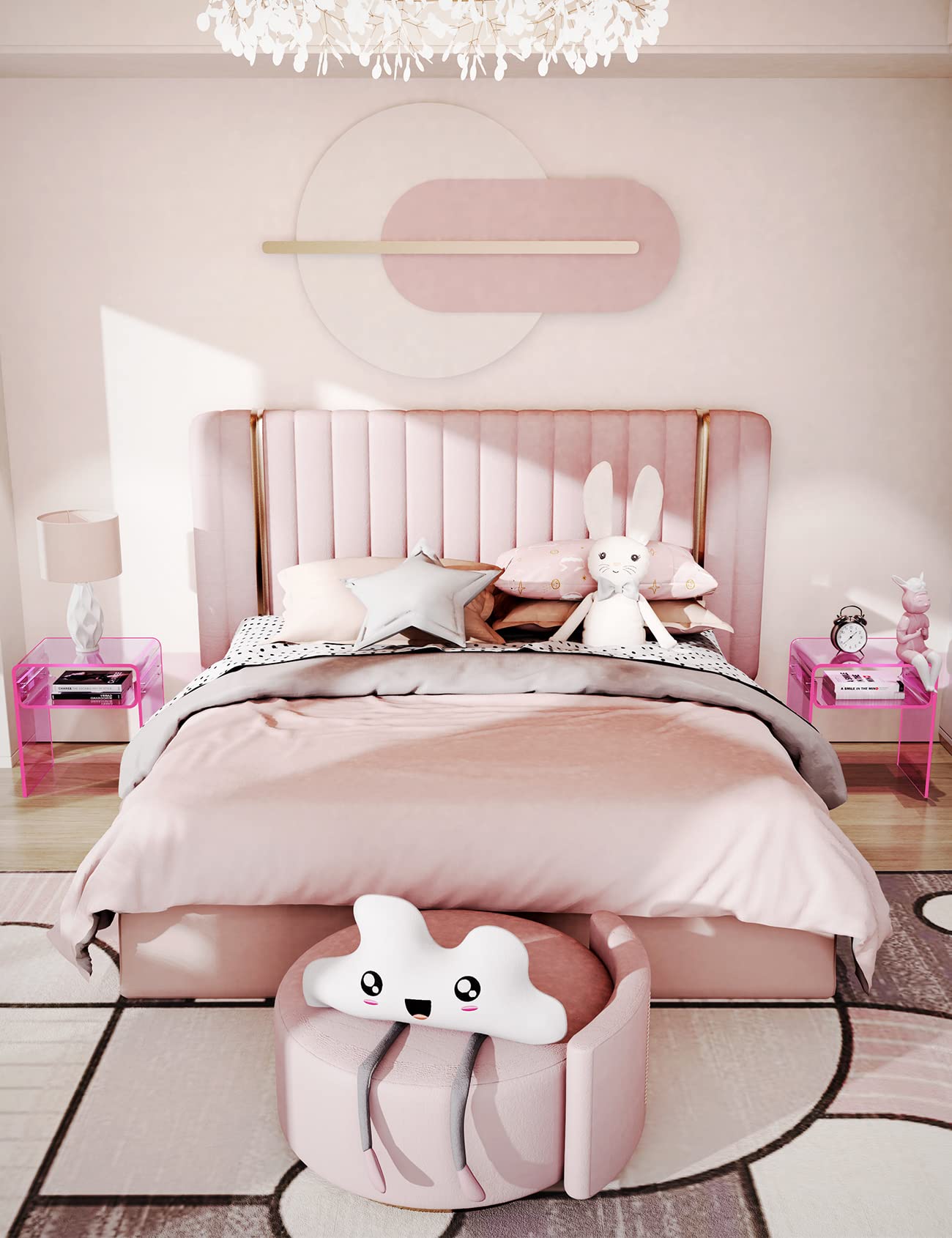 Clear Acrylic End Table 2-Tier Bedside nightstand