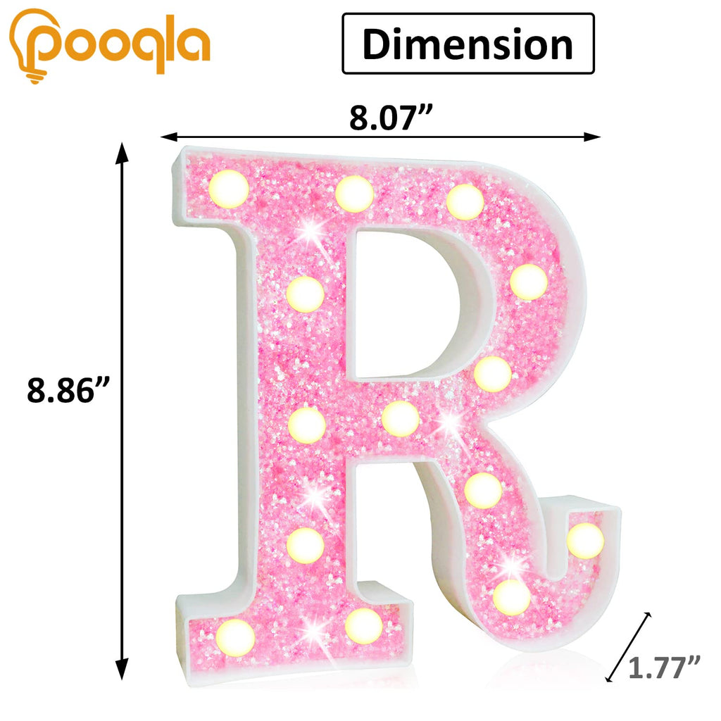 Pink LED Letters Glitter Alphabet LetterS & Numbers Sign Battery Powered