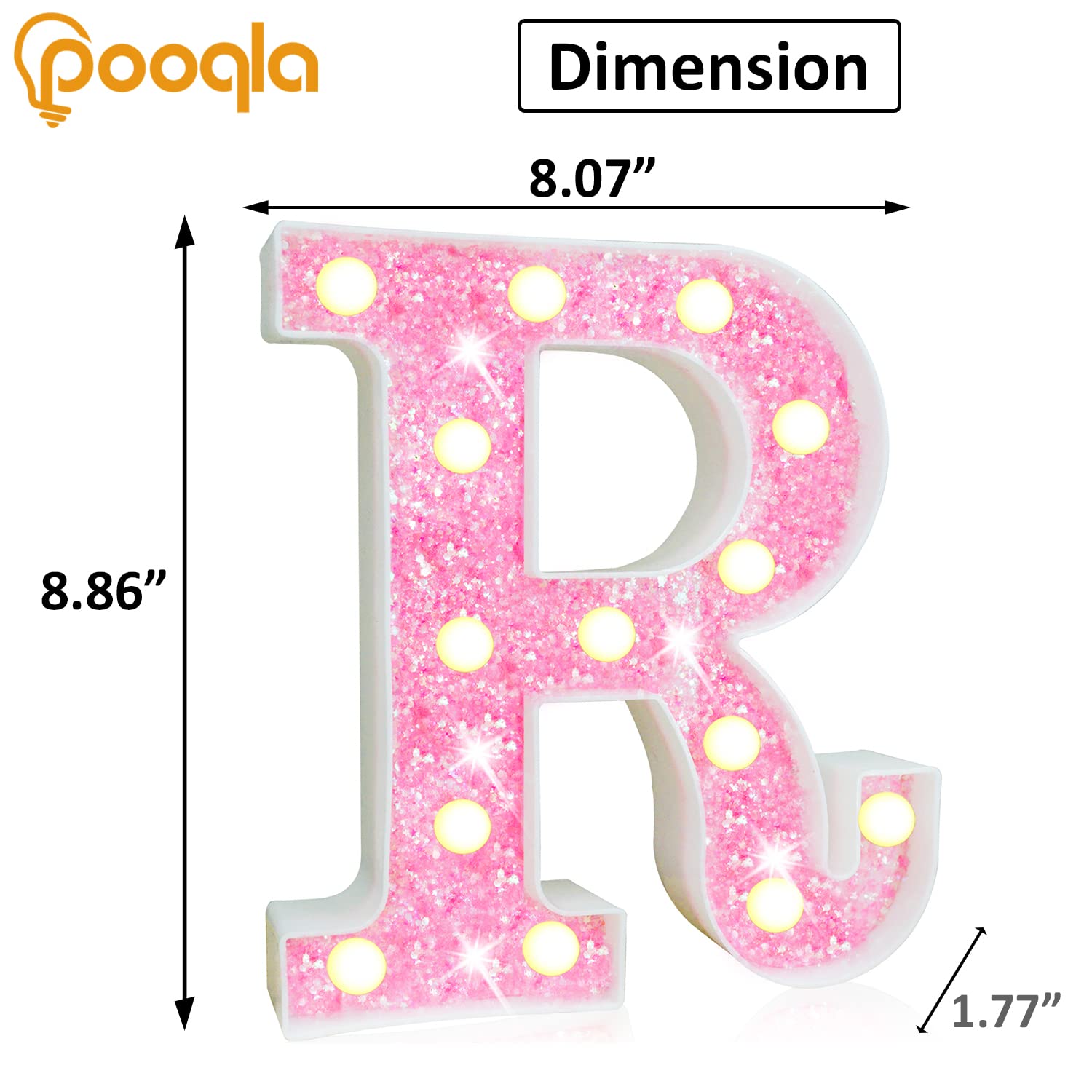 Pink LED Letters Glitter Alphabet LetterS & Numbers Sign Battery Powered