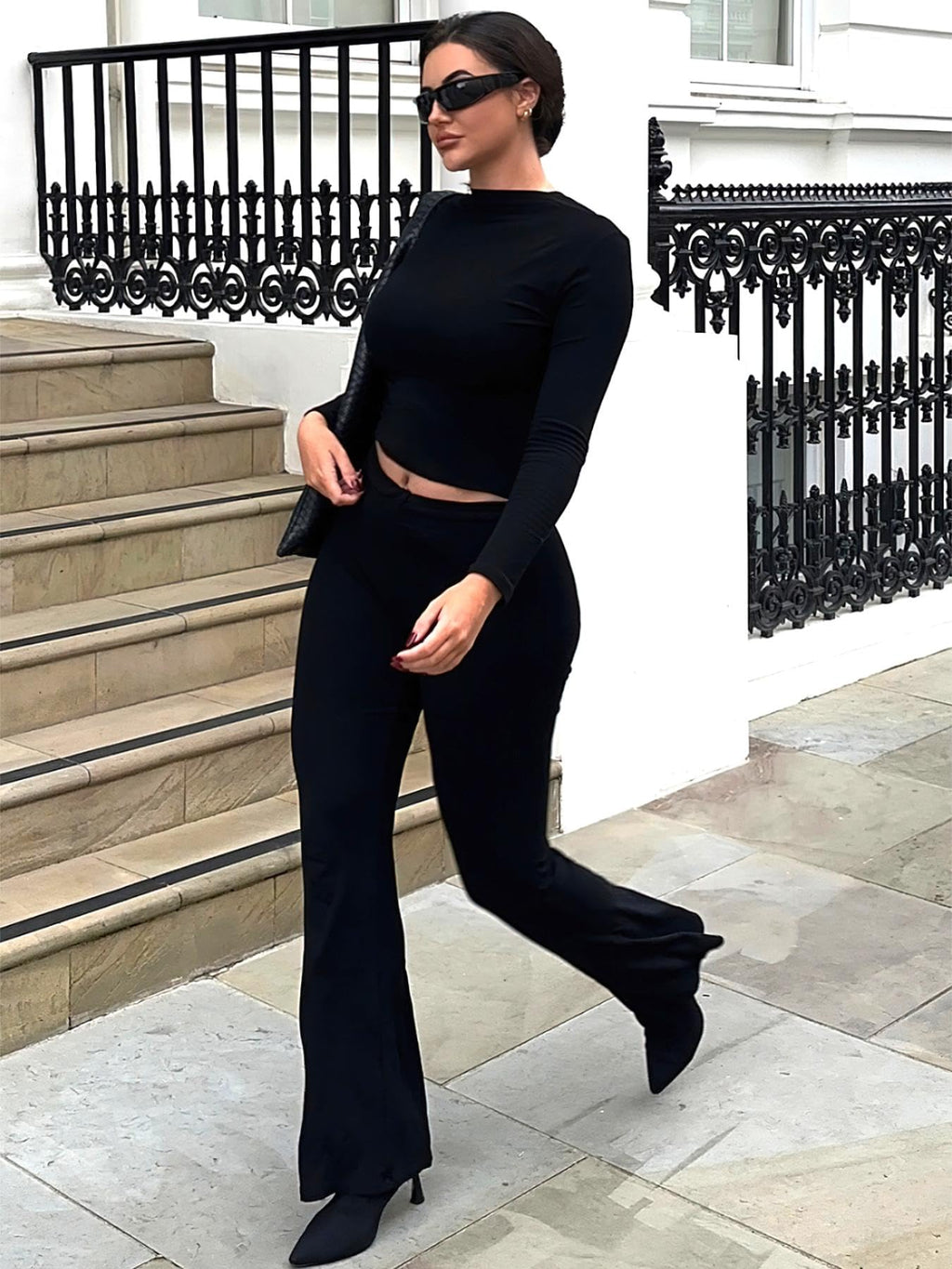 Two Piece Sets for Women Long Sleeve Tops Lounge Set Drawstring Wide Leg Pants Matching