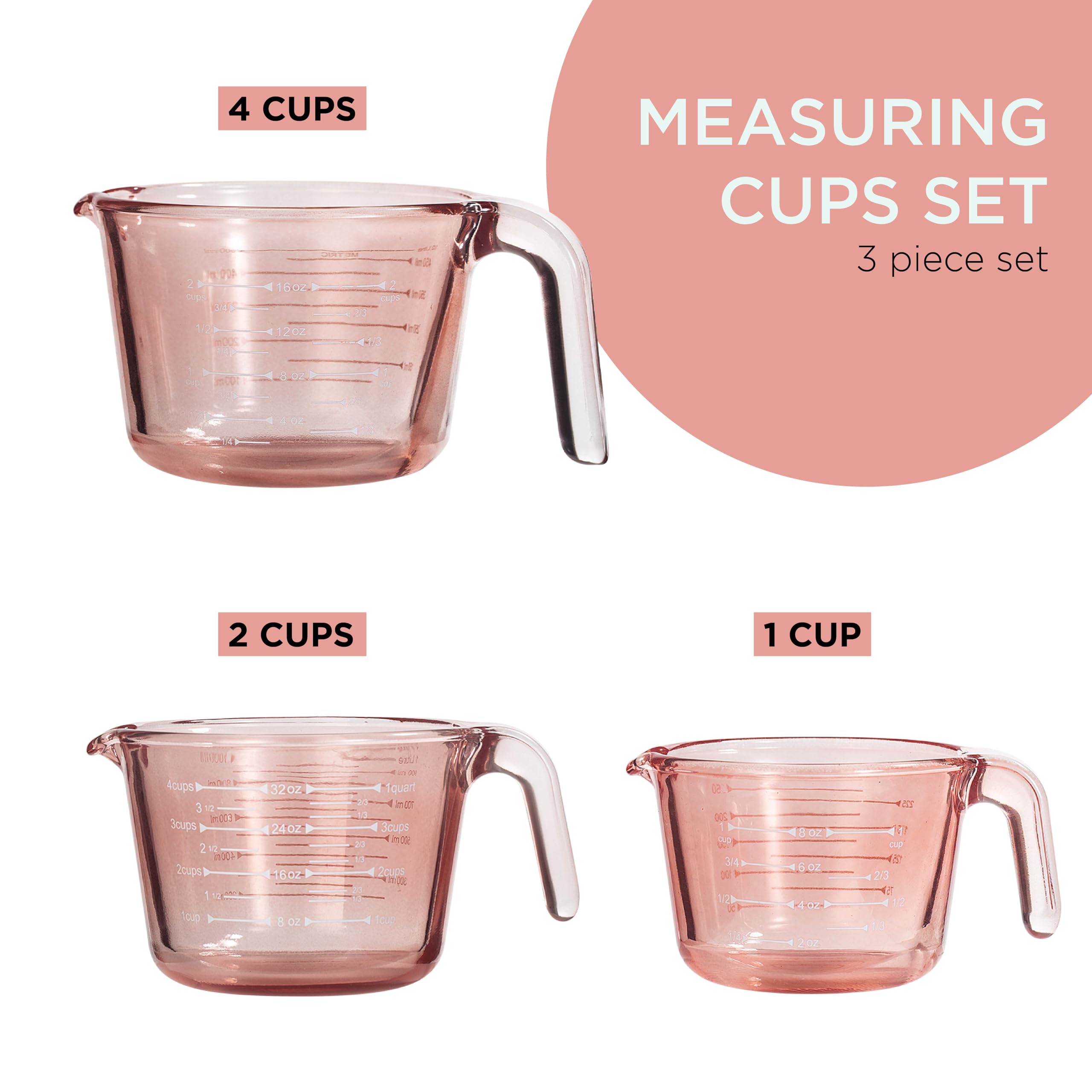 Glass Measuring Cups - Ideal for Cooking and Baking