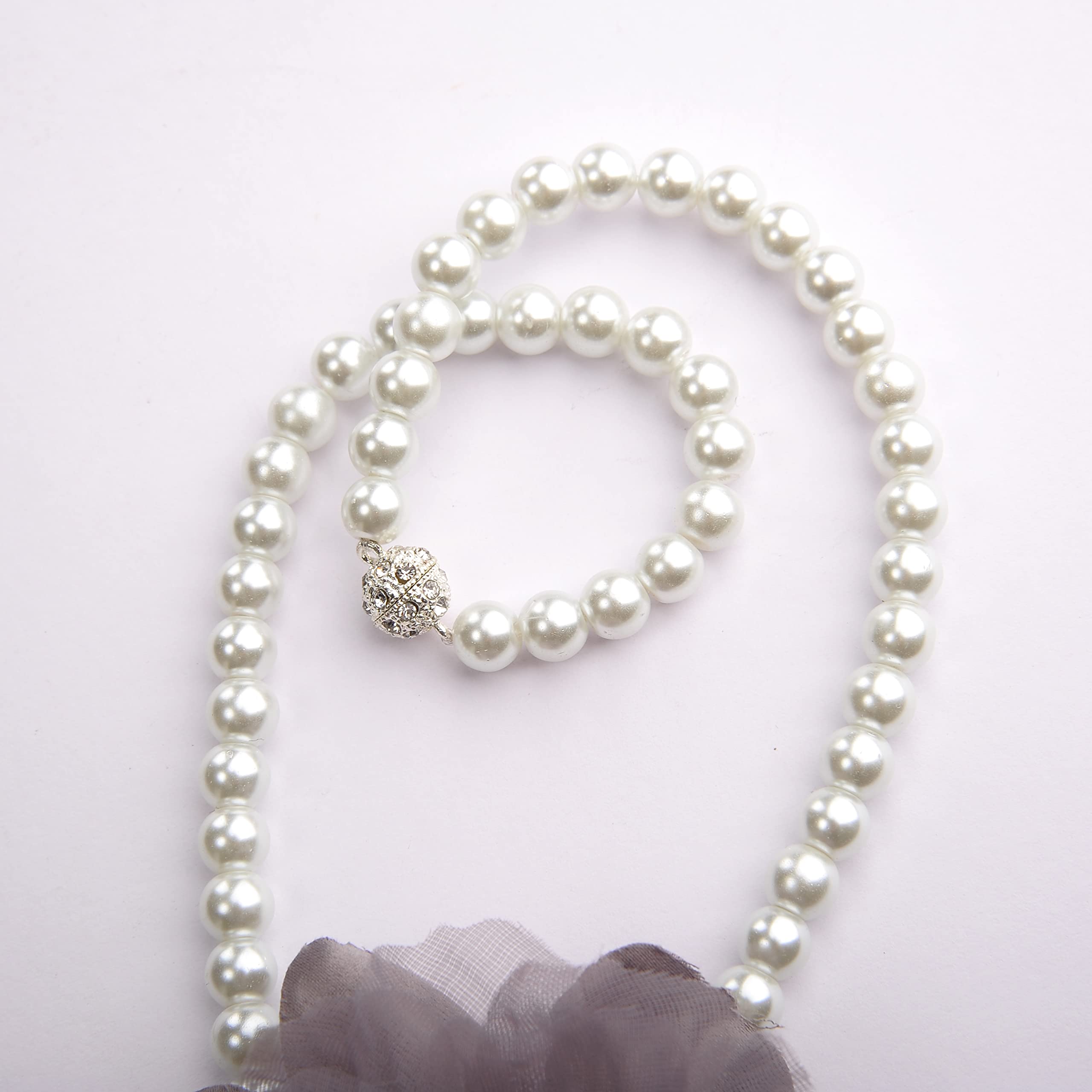 Elegant Pearl Magnetic Curtain Tieback with Handmade Flower Decorative Drapery Holdbacks Rope Holder