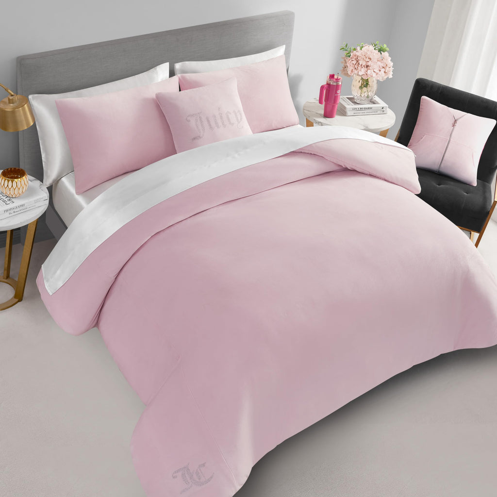 Juicy Couture Solid Velour 3-Piece King Comforter Set â€?Luxurious Bedding Ensemble