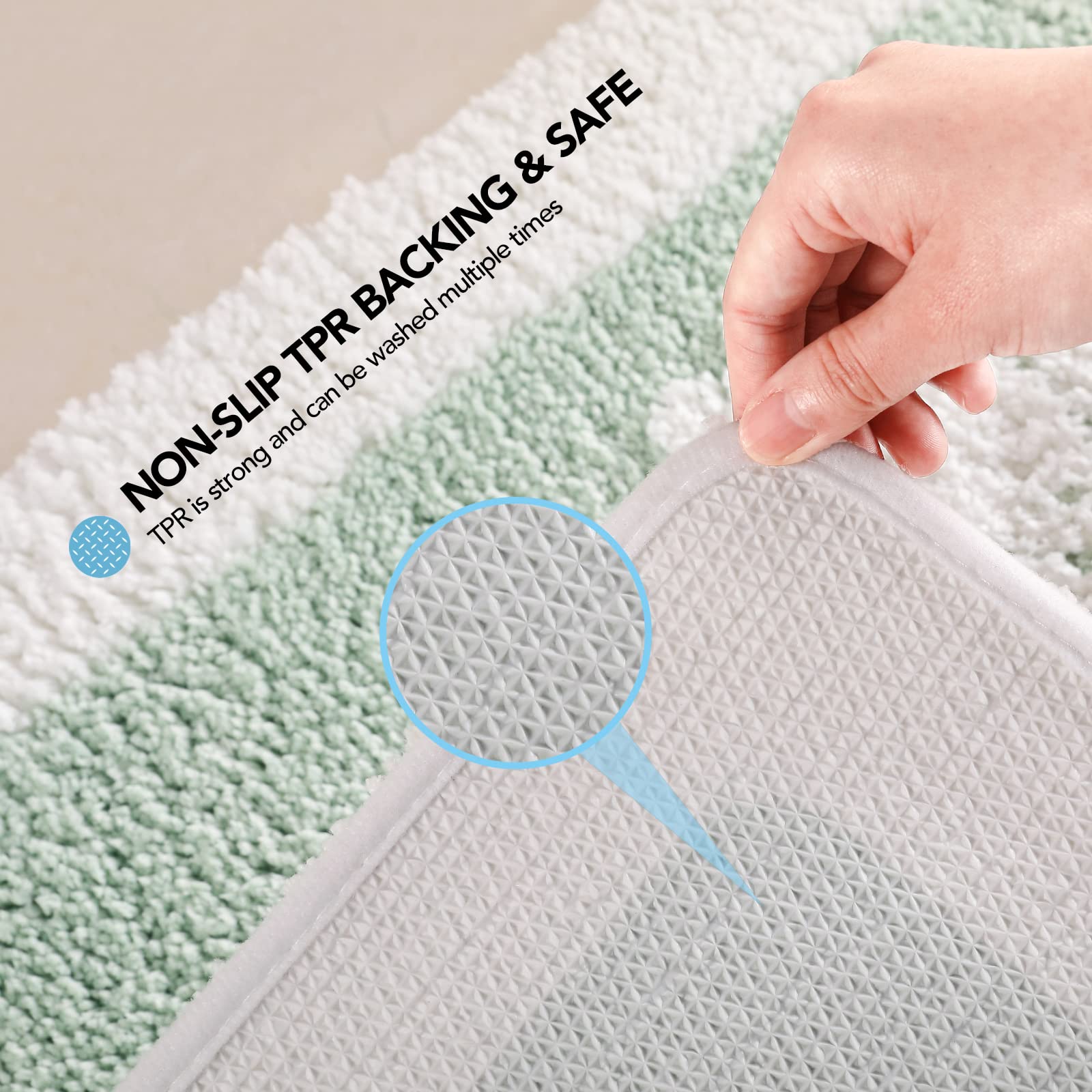 Ultra Soft Microfiber Shaggy Bathroom Mats, 17''x 25'', Extra Absorbent Bath Rugs, Machine Washable, Non-Slip Bathroom Carpet for Tub and Shower