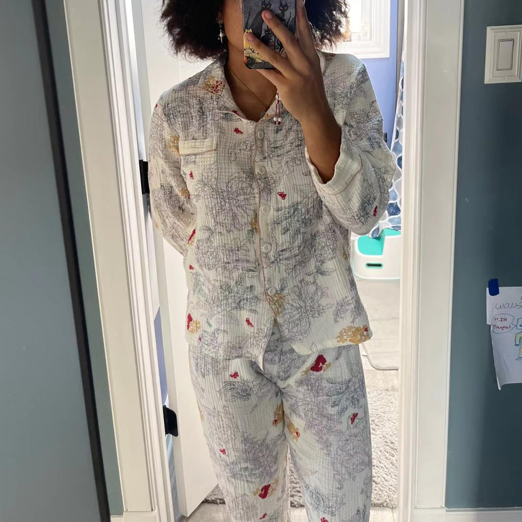 Women Linen Set Coquette Womens Pajamas Set - Old Money Aesthetic Lounge Sets