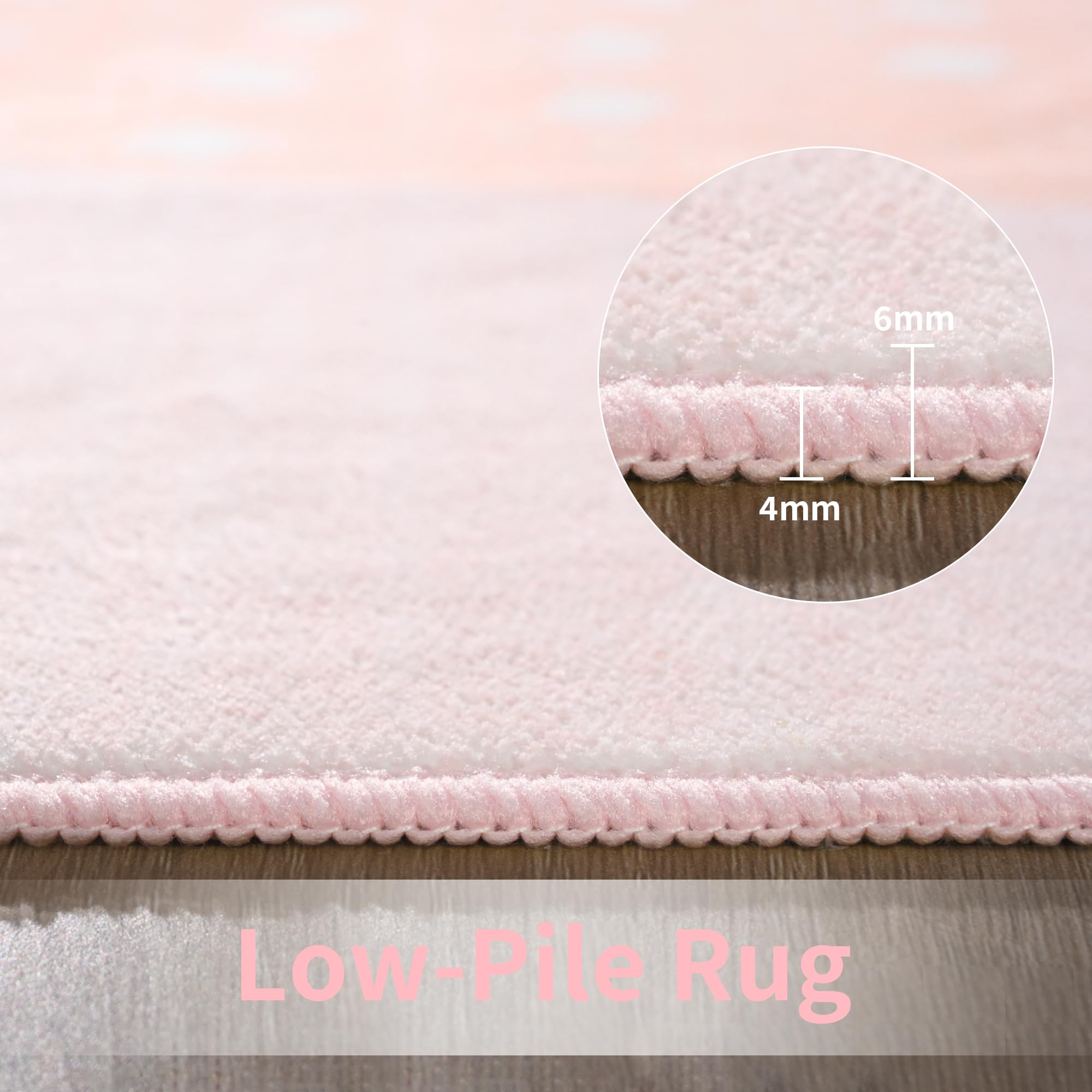 Faux Wool Boho Floral Area Rug Abstract Print Soft Carpet, TPR Non-Slip Backing, Machine Washable Low Pile Rug