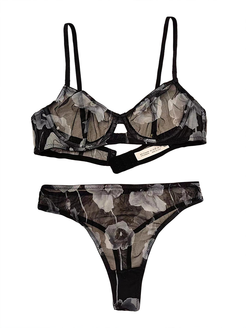Sexy Mesh Sheer Push Up Lingerie Set