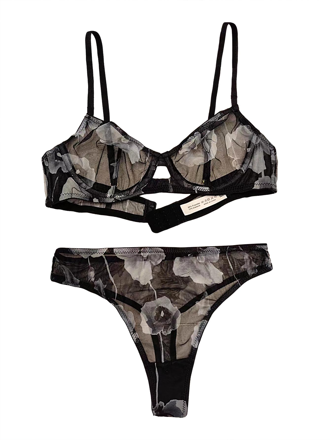 Sexy Mesh Sheer Push Up Lingerie Set