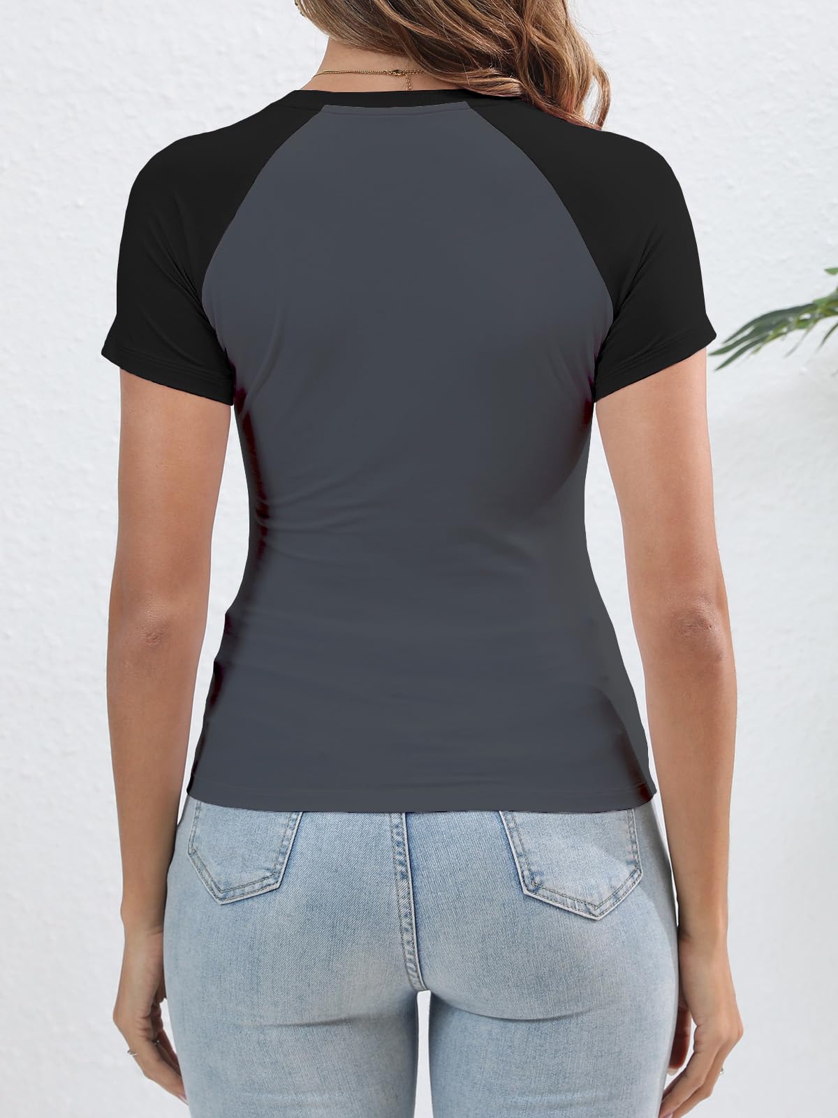 Women's Y2K Basic Shirts Short Sleeve Crewneck Slim Fit Stretchy Slightly Crop Top