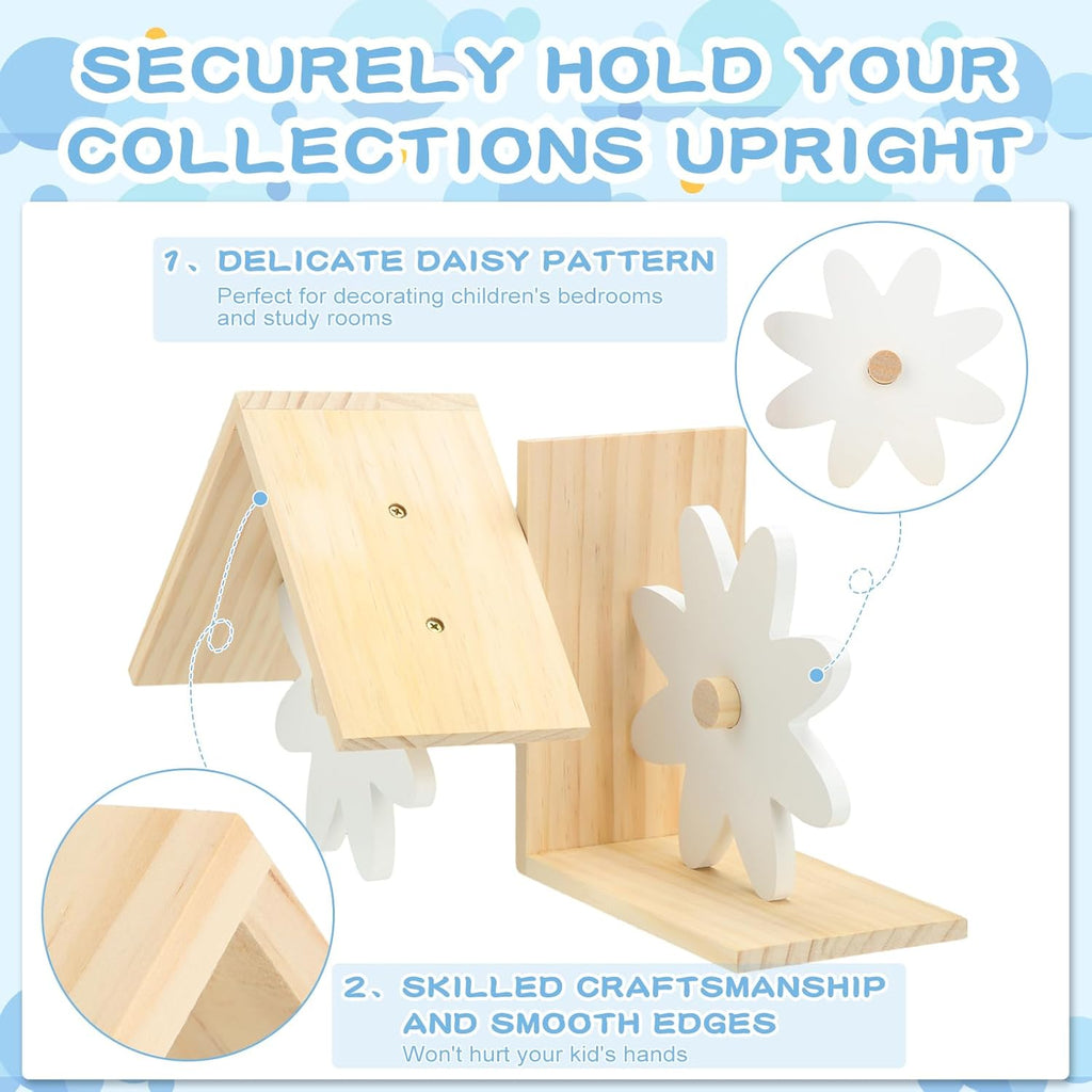 Daisy Wooden Bookends 2 Pcs