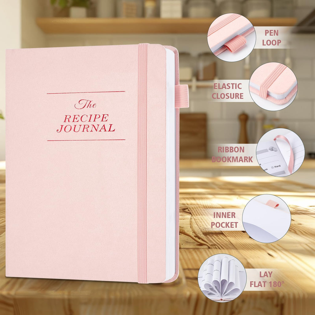 Recipe Book to Write in Your Own Recipes, Personal Cook Books to Write in and Hardcover Recipe Notebook with 2 colorful stickers for Family Recipes(A5)