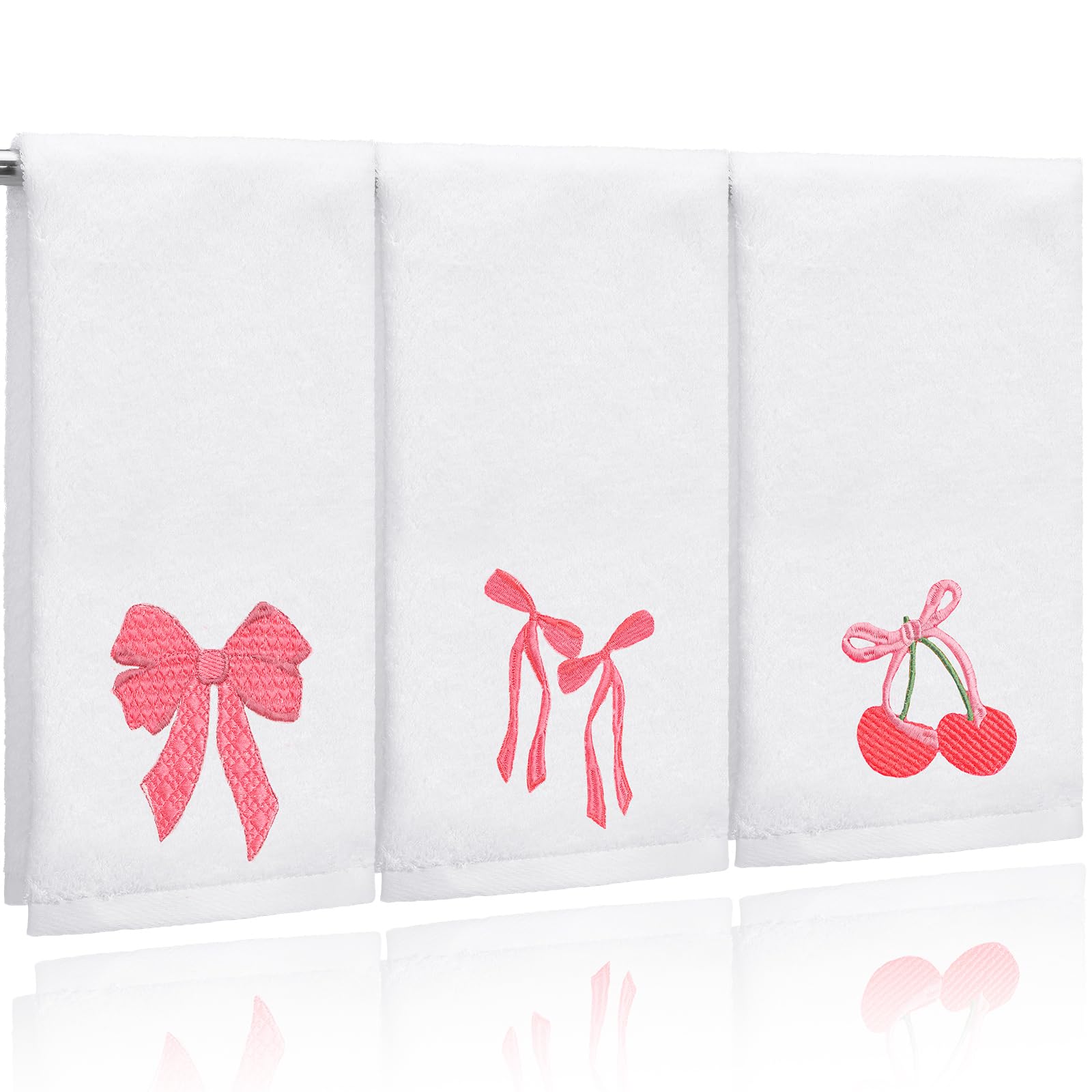 Hand Towels Embroidered Decorative Towel 100% Cotton Soft Absorbent Kitchen Facecloth Preppy Bathroom Decor 13.7 x 29.5''