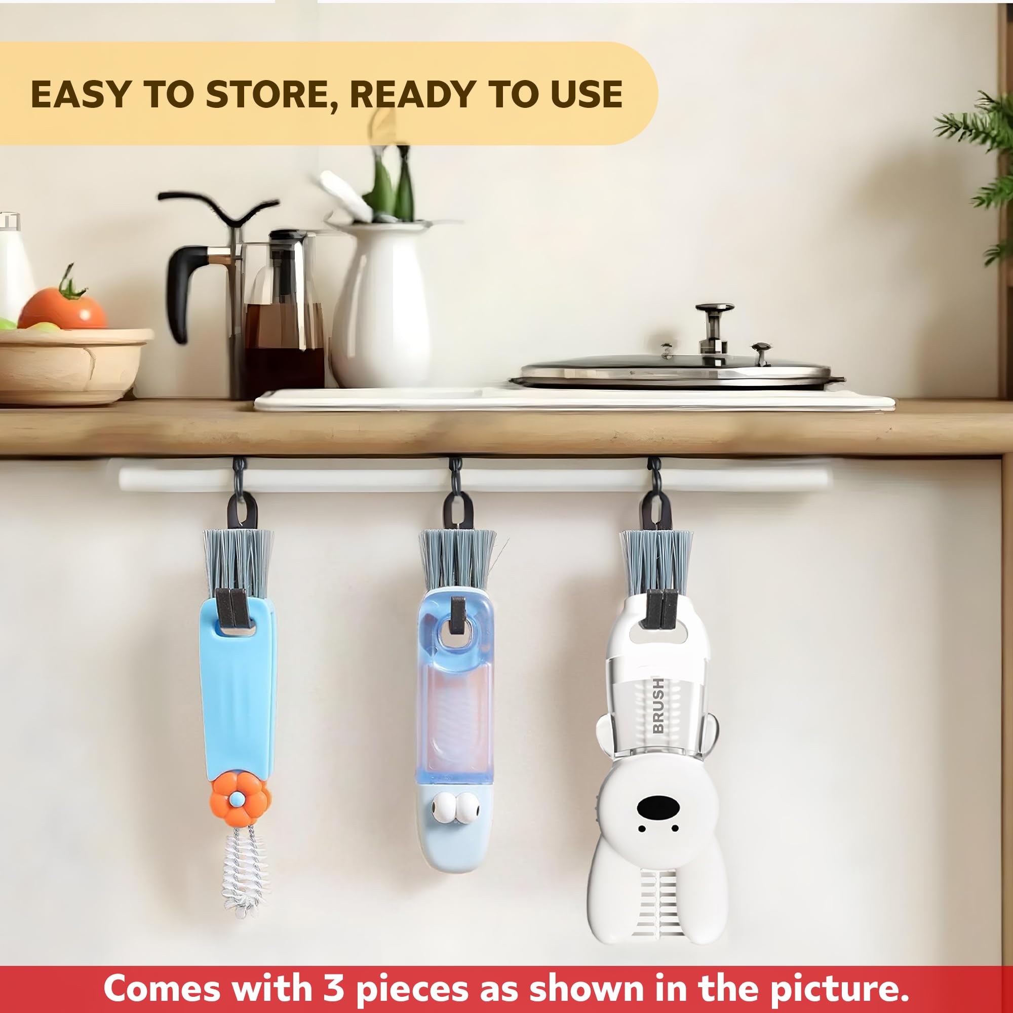 Cup Lid Cleaning Brush, 3 in 1 Cup Cleaner Brush New Multifunctional Lid Cleaner Lid Brush Cleaning Tool Multipurpose