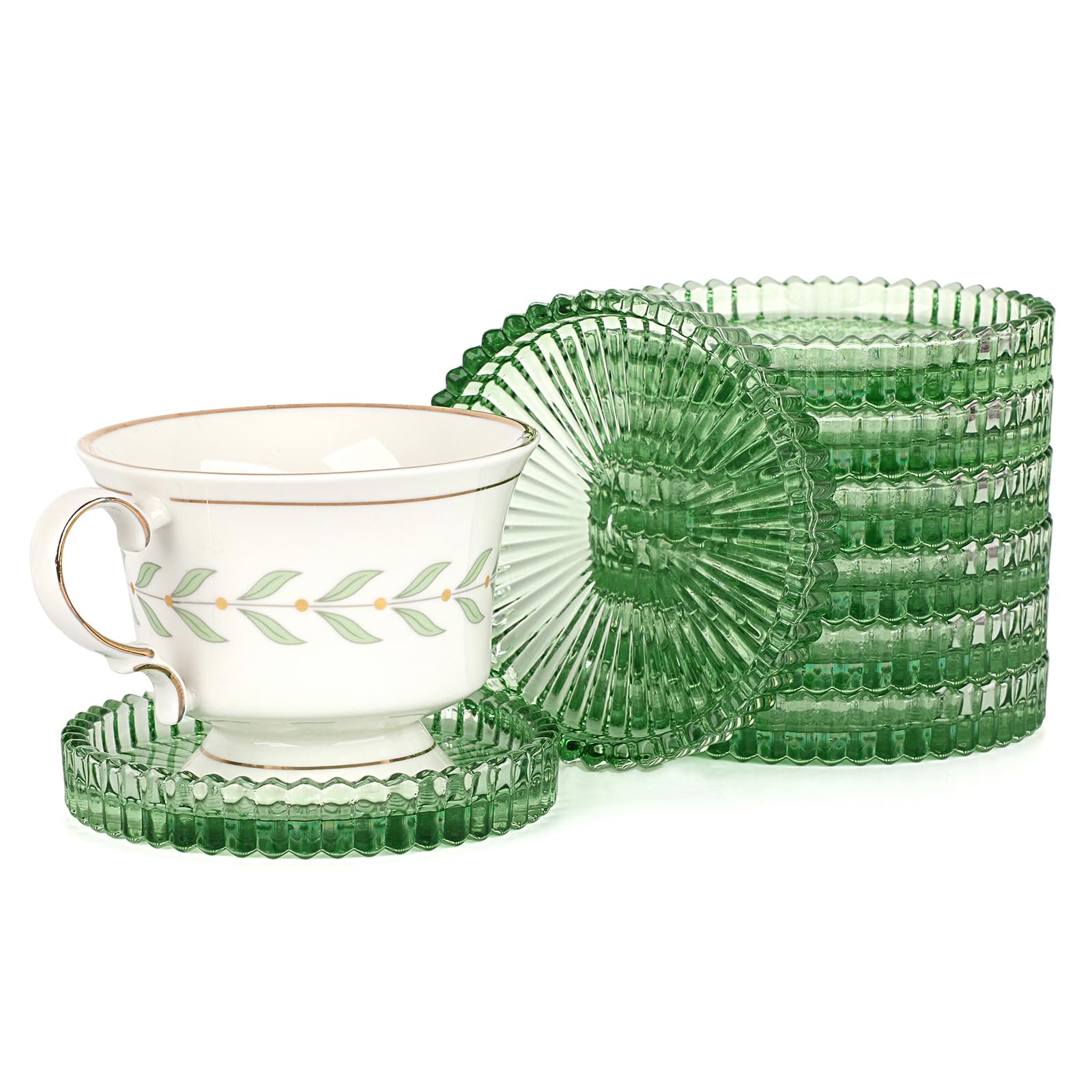 Modern Clear Coaster Set of 8- Glass Coasters for Drinks Crystal Coasters Round Cup Coasters