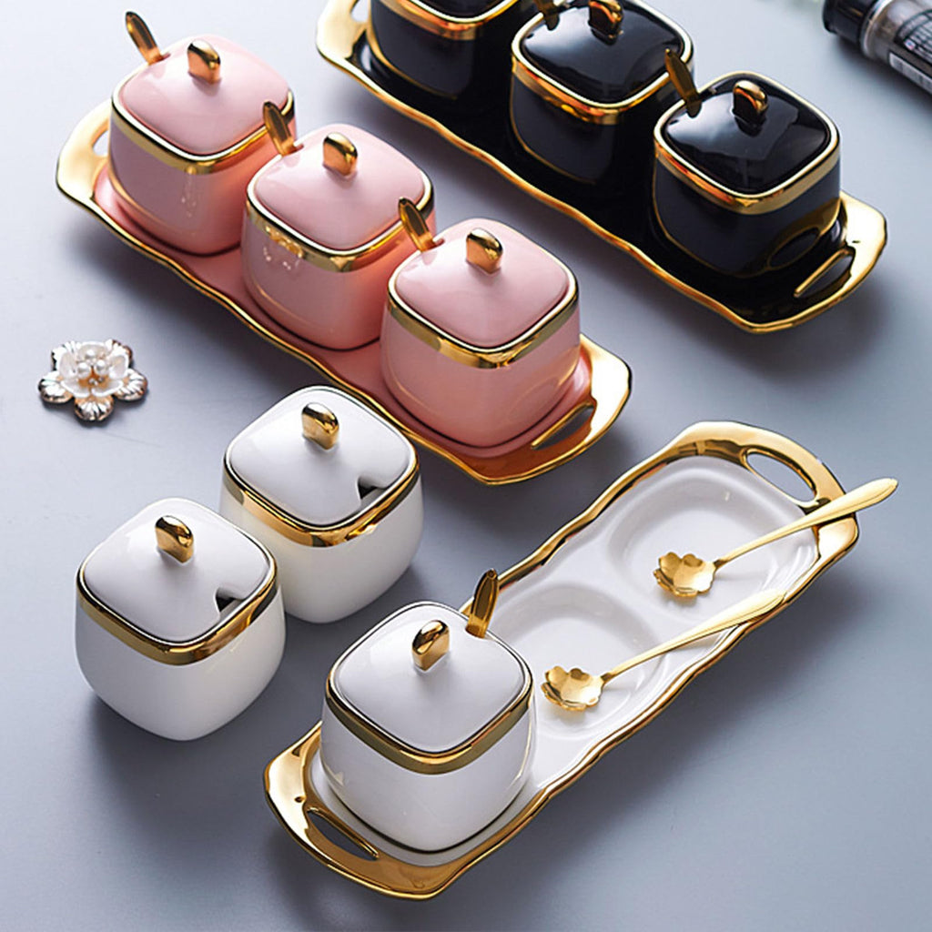 Sugar Bowl With Lid And Spoon, Sugar Pot Set Of 3