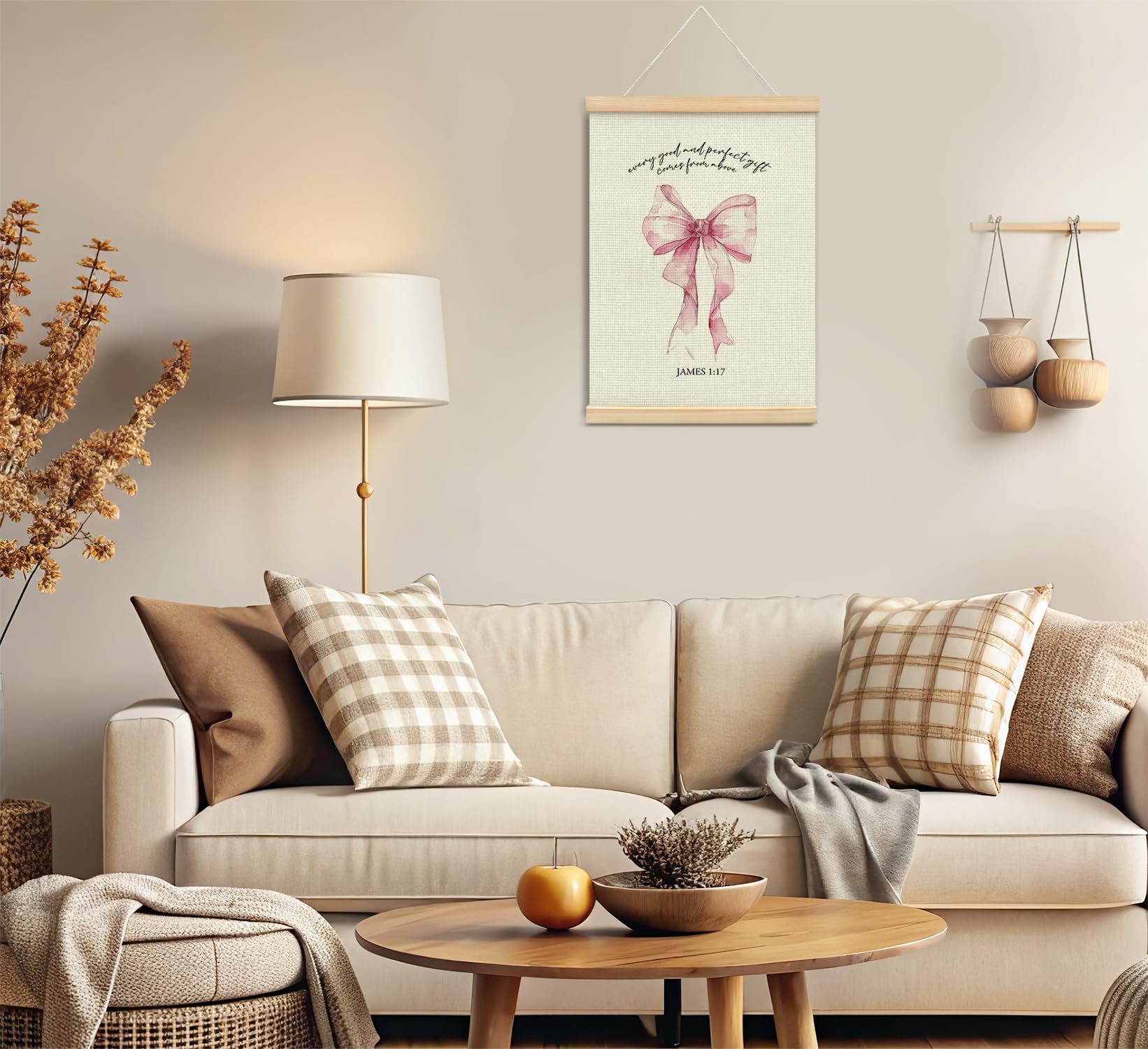 Trendy Bows Pink Coquette Scripture Wall Art Poster Hanger Frame, Christian Bible Verses Posters Wall Art Decor