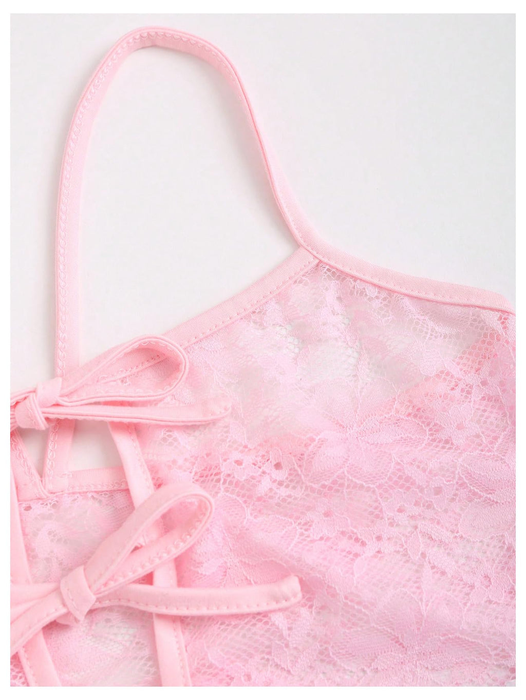 Women's Floral Lace 2 Piece Outfits Tie Front Crop Cami Top with Mini Shorts